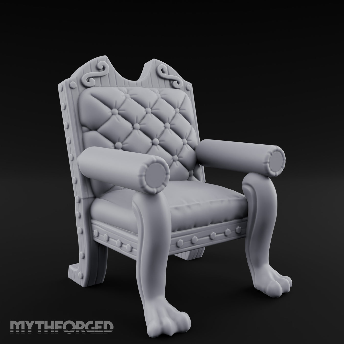 Scroll-Crested Claw-Footed Noble Captain's Throne Chair gallery 2