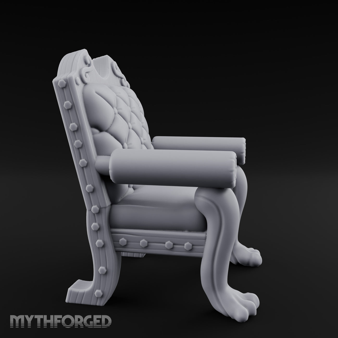 Scroll-Crested Claw-Footed Noble Captain's Throne Chair gallery 3