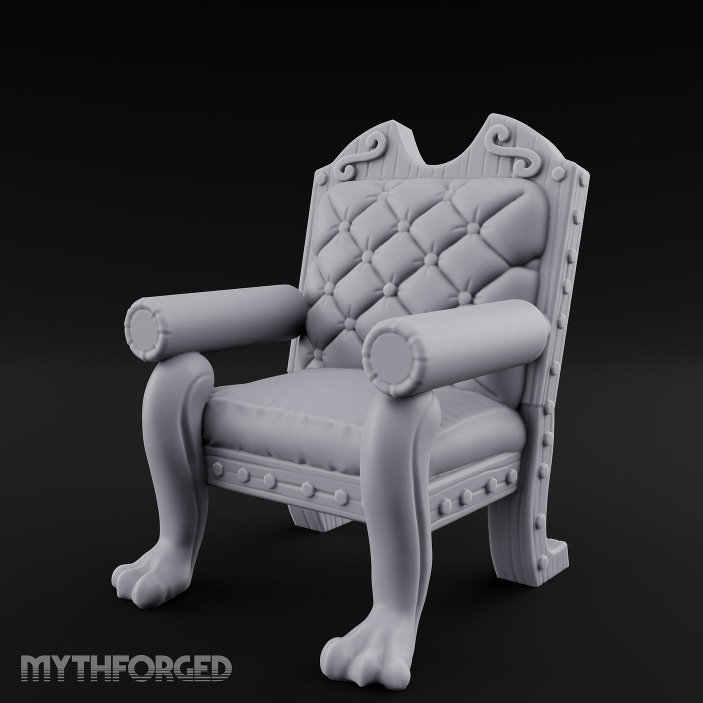 Scroll-Crested Claw-Footed Noble Captain's Throne Chair gallery 8