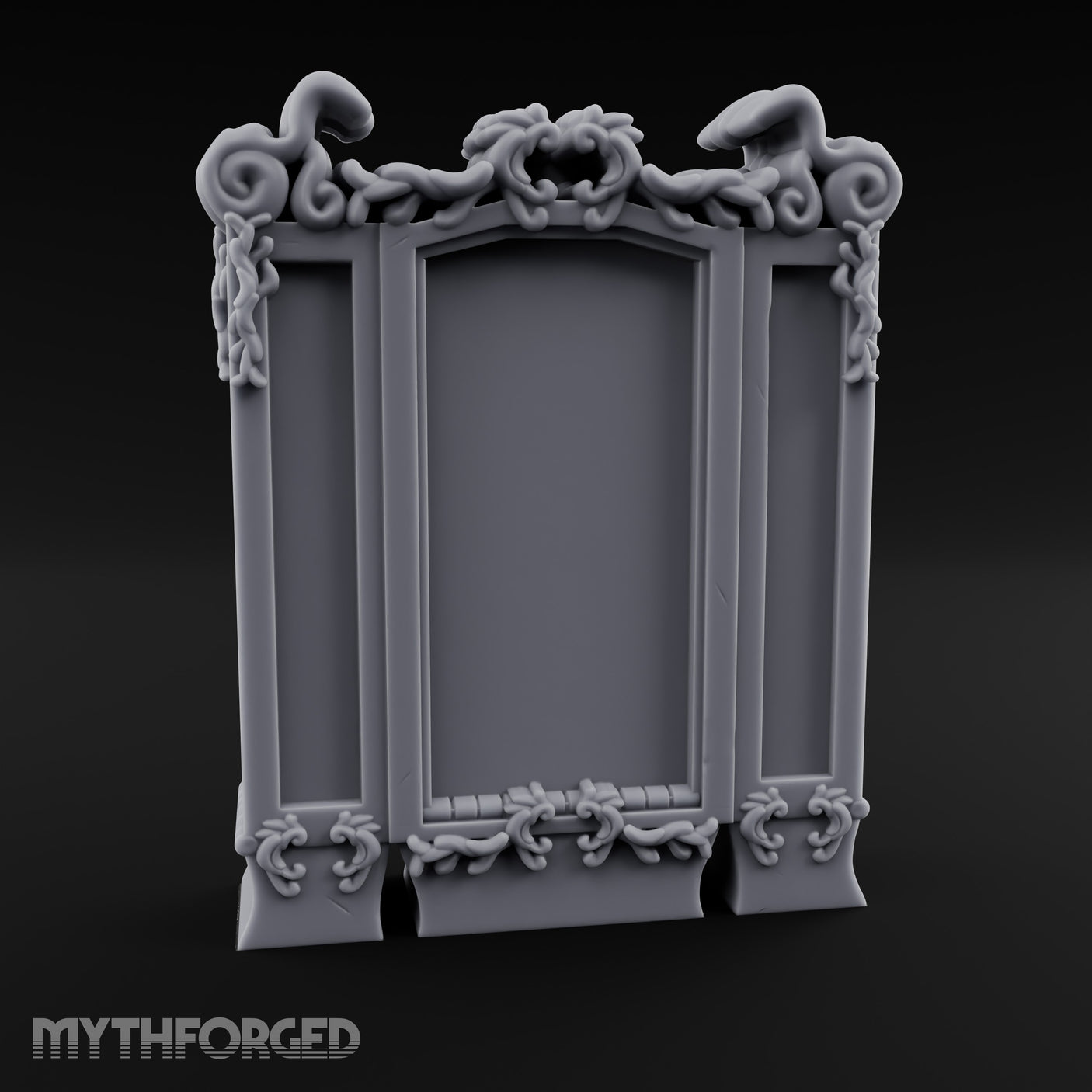 Scroll-Crowned Filigree-Framed Noble Wardrobe Miniature for Dungeons and Dragons, Pathfinder or other TTRPGs