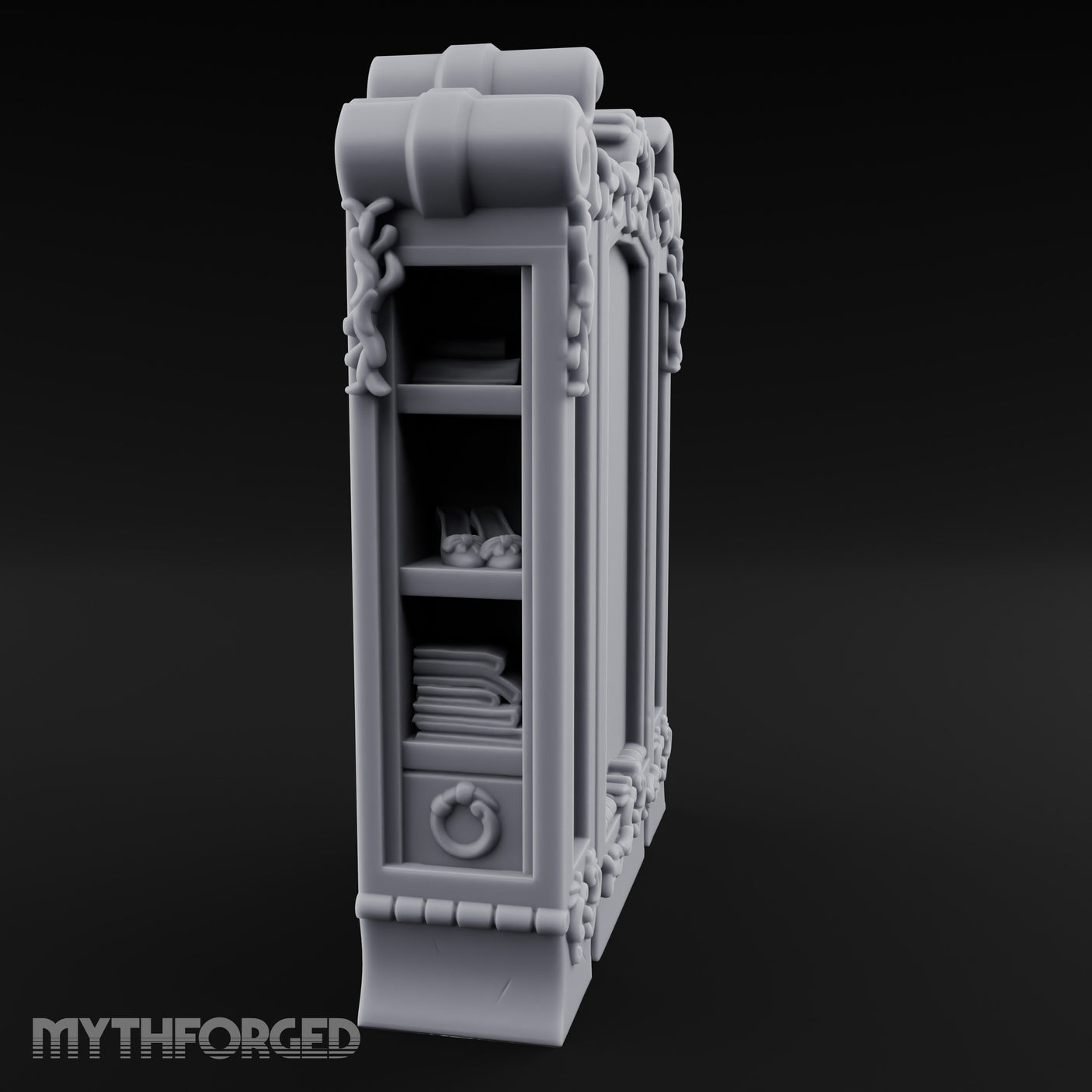 Scroll-Crowned Filigree-Framed Noble Wardrobe Miniature for Dungeons and Dragons, Pathfinder or other TTRPGs