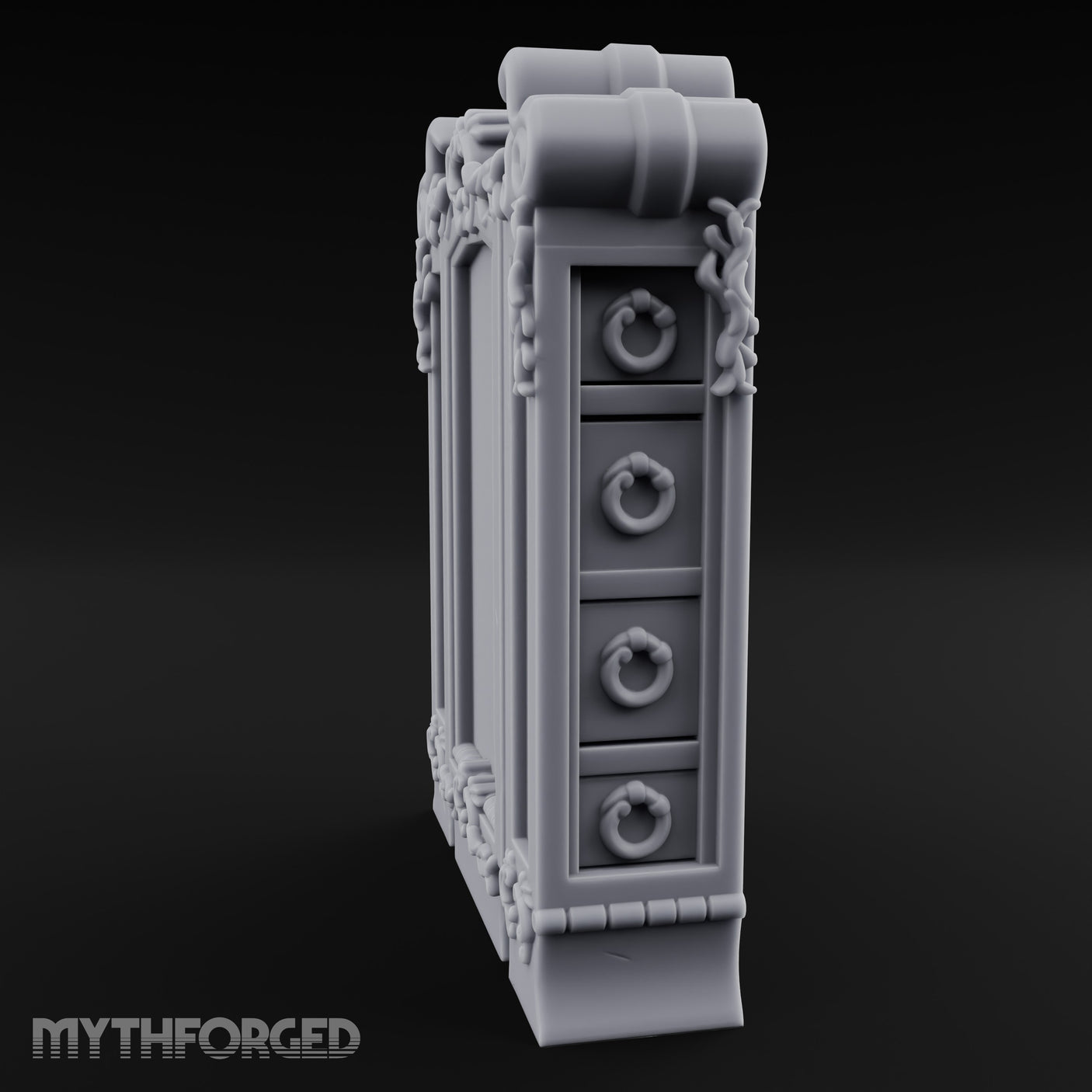 Scroll-Crowned Filigree-Framed Noble Wardrobe Miniature for Dungeons and Dragons, Pathfinder or other TTRPGs