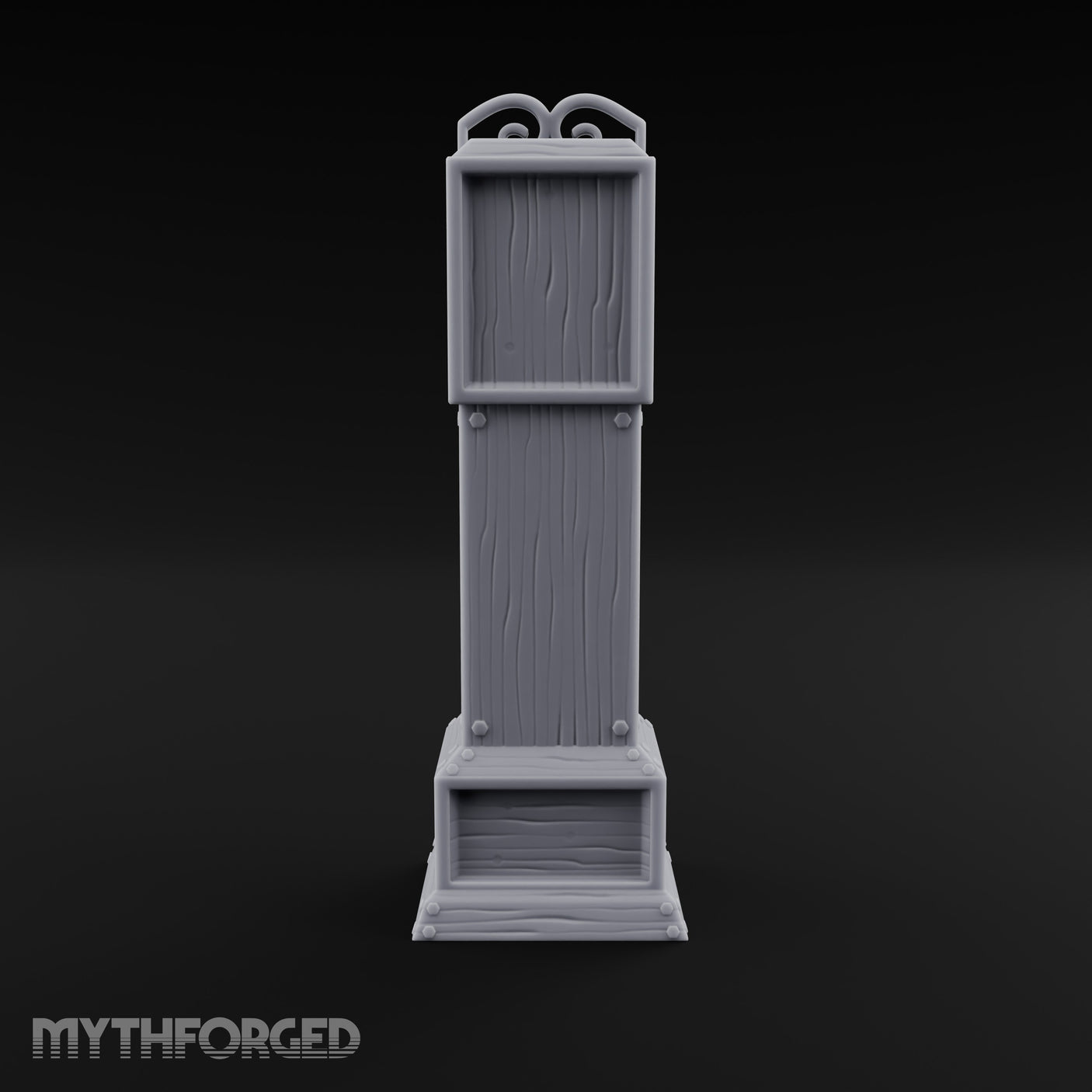Scroll-Crowned Pendulum-Faced Grandfather Clock Miniature for Dungeons and Dragons, Pathfinder or other TTRPGs
