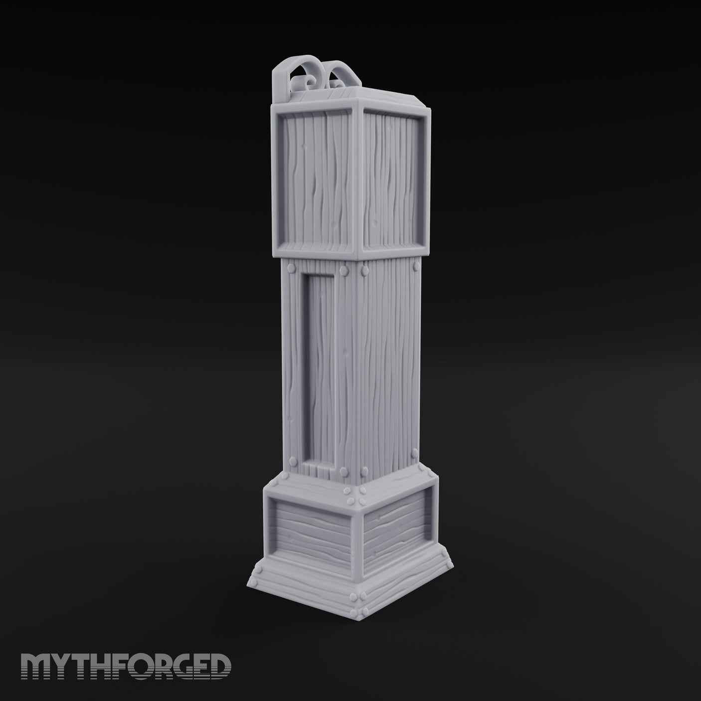 Scroll-Crowned Pendulum-Faced Grandfather Clock Miniature for Dungeons and Dragons, Pathfinder or other TTRPGs