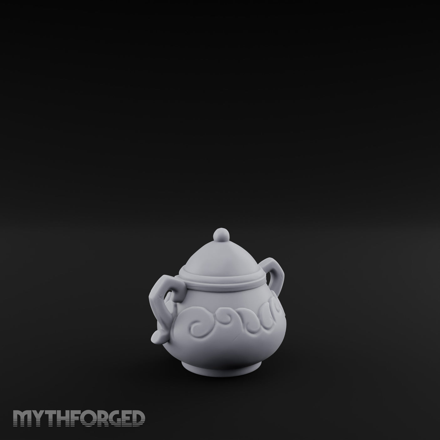 Scroll-Etched Knob-Lidded Decorative Ceramic Urn gallery 4