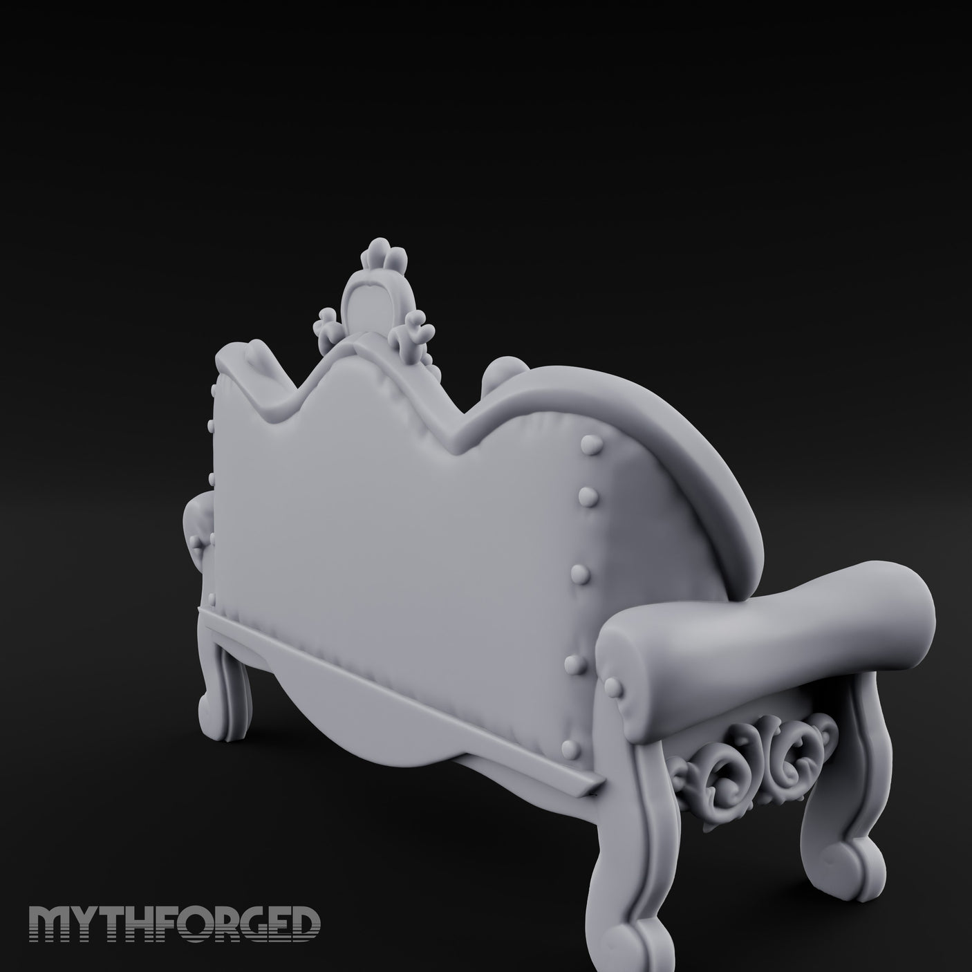 Scroll-Legged Pillow-Laden Noble Settee Miniature for Dungeons and Dragons, Pathfinder or other TTRPGs