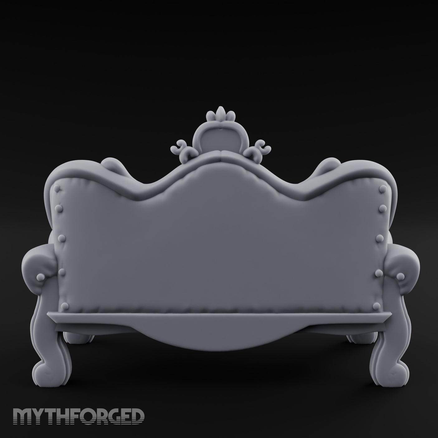 Scroll-Legged Pillow-Laden Noble Settee Miniature for Dungeons and Dragons, Pathfinder or other TTRPGs