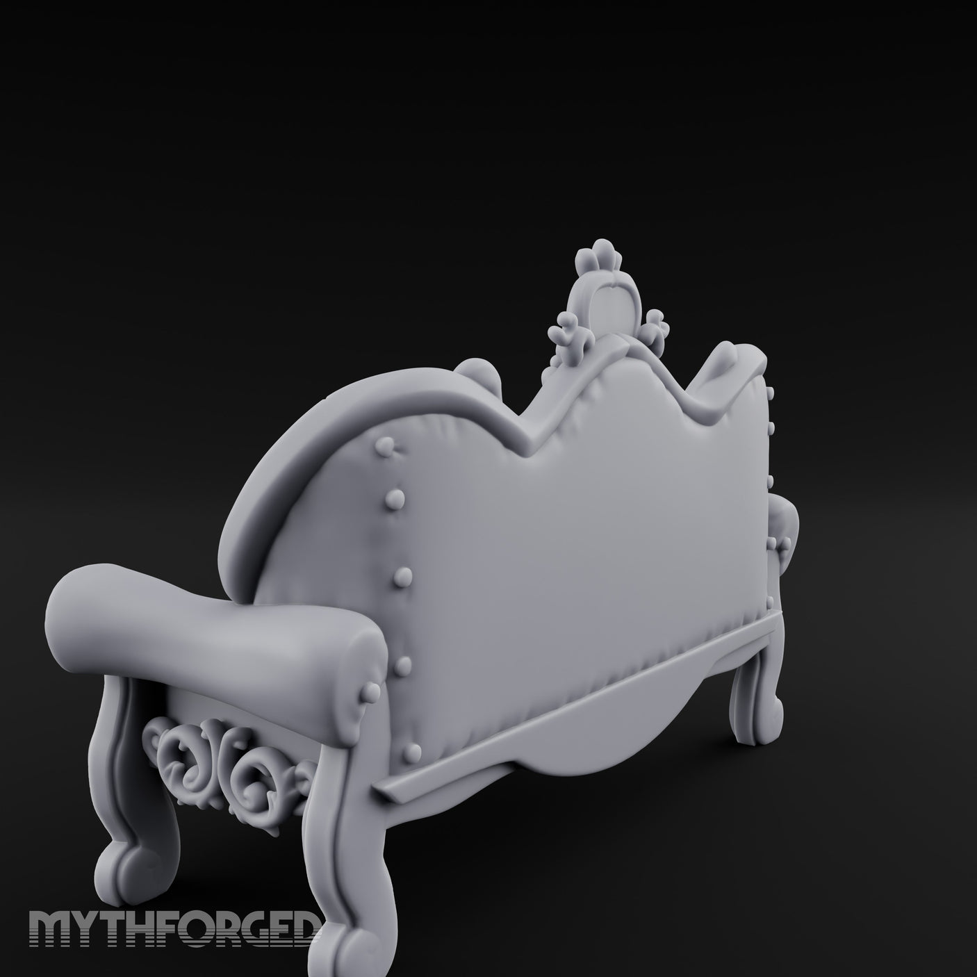 Scroll-Legged Pillow-Laden Noble Settee Miniature for Dungeons and Dragons, Pathfinder or other TTRPGs