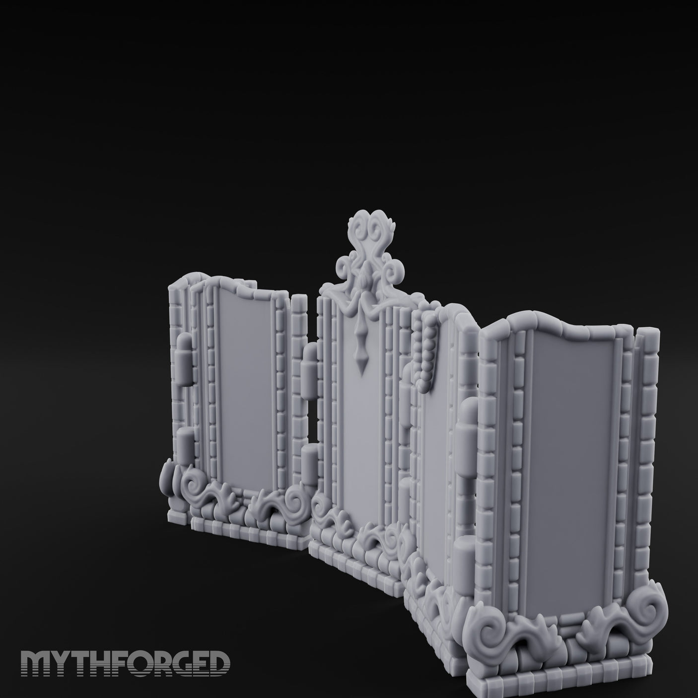 Scroll-Topped Bead-Draped Noble Folding Screen Miniature for Dungeons and Dragons, Pathfinder or other TTRPGs