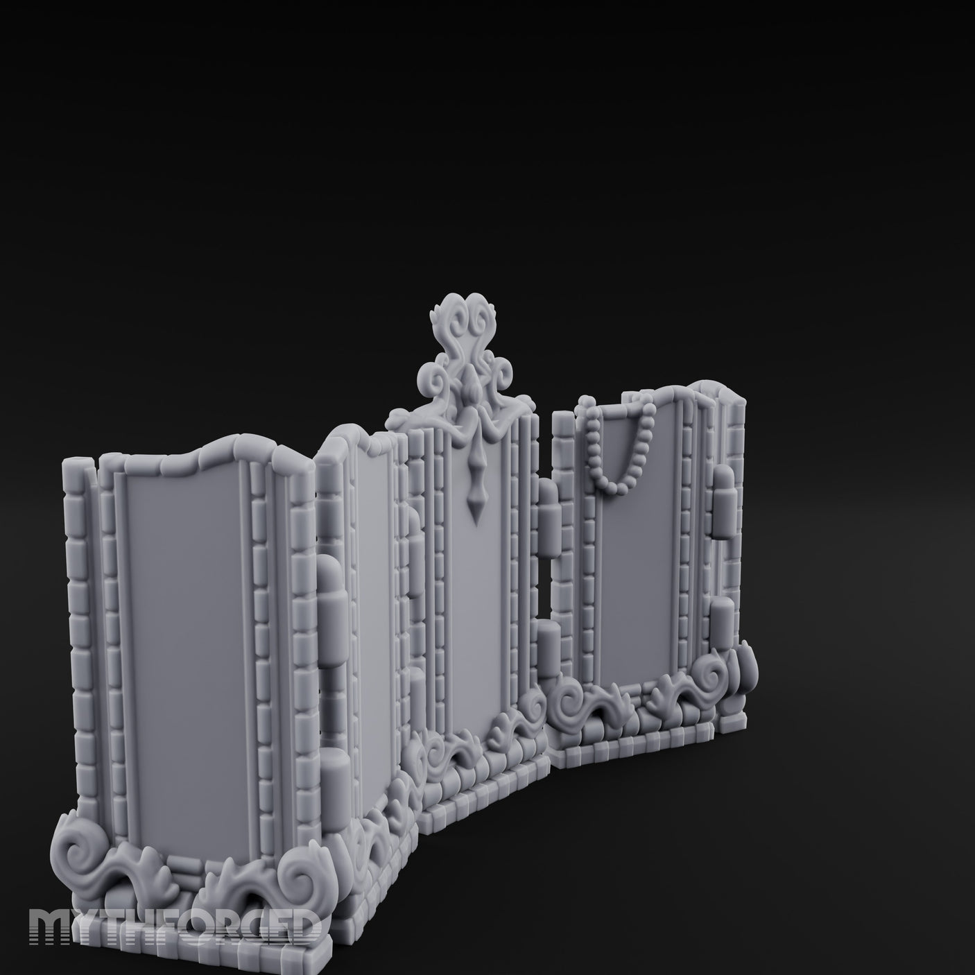 Scroll-Topped Bead-Draped Noble Folding Screen Miniature for Dungeons and Dragons, Pathfinder or other TTRPGs