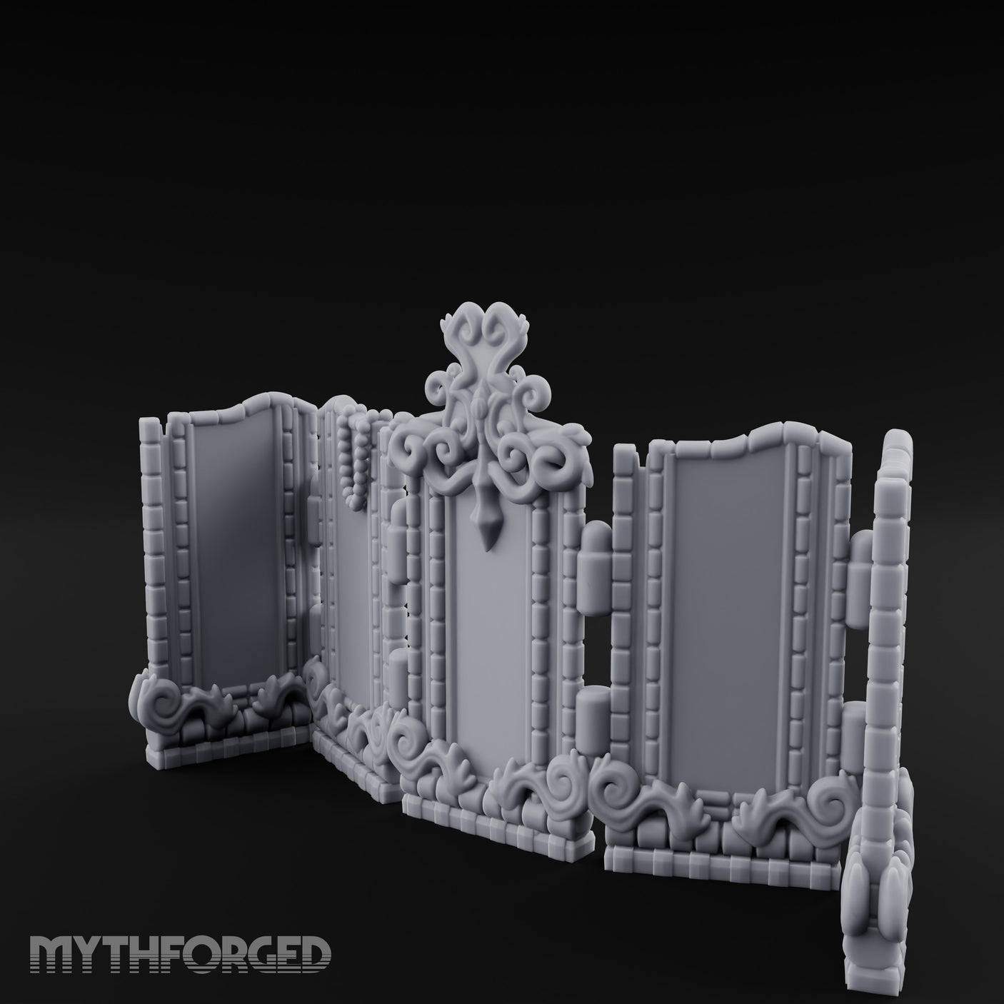 Scroll-Topped Bead-Draped Noble Folding Screen Miniature for Dungeons and Dragons, Pathfinder or other TTRPGs