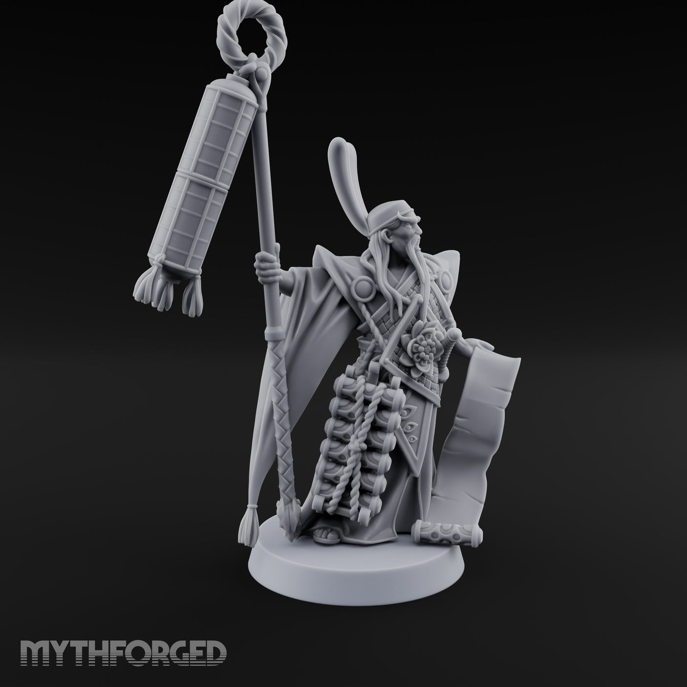 Scroll Unfurling Human Thunder Mage Miniature for Dungeons and Dragons, Pathfinder or other TTRPGs