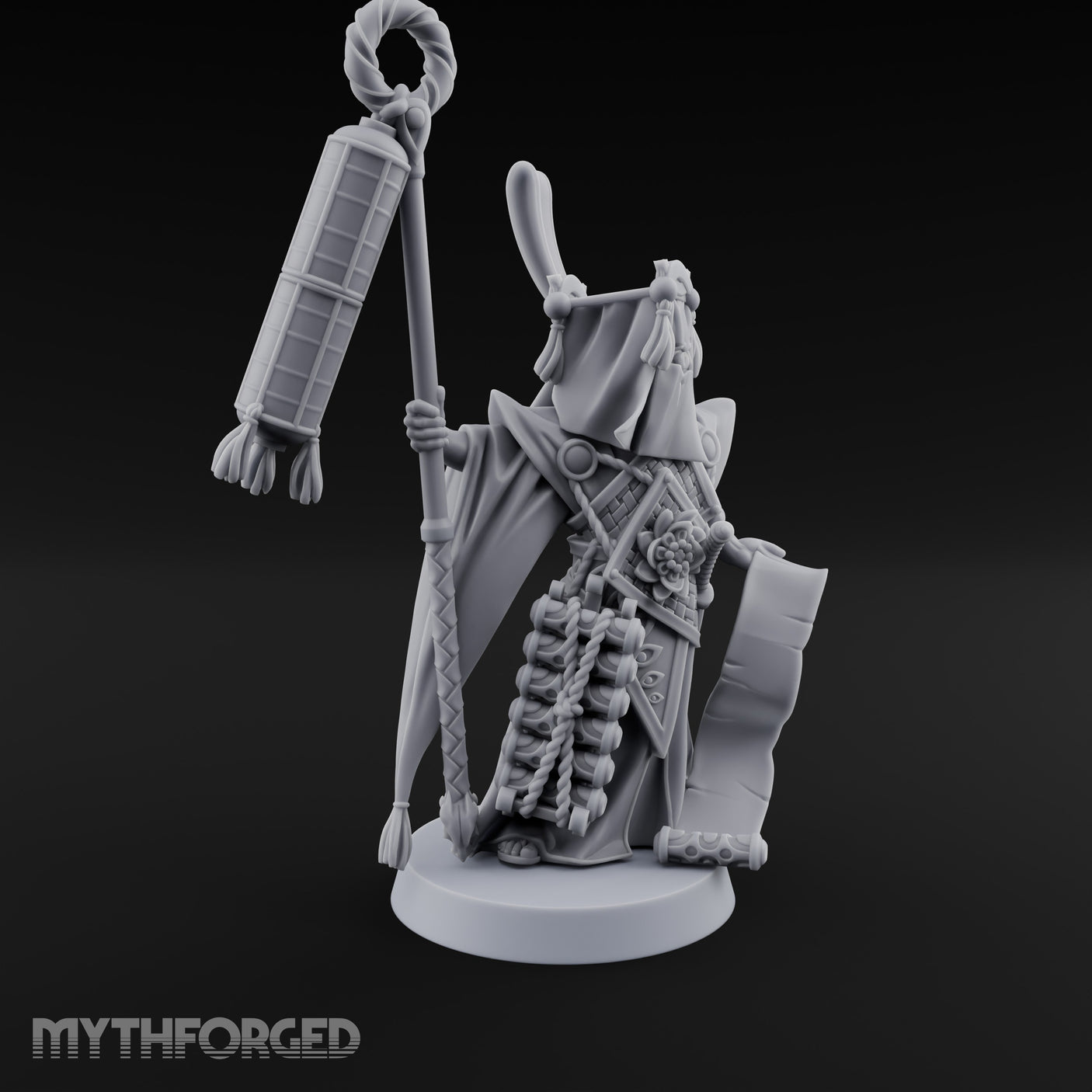 Scroll Unfurling Human Thunder Mage Miniature for Dungeons and Dragons, Pathfinder or other TTRPGs
