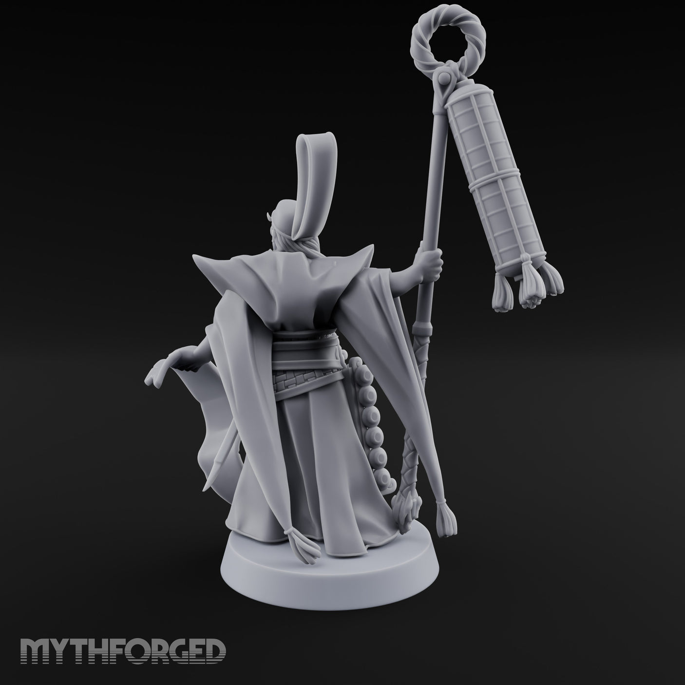 Scroll Unfurling Human Thunder Mage Miniature for Dungeons and Dragons, Pathfinder or other TTRPGs