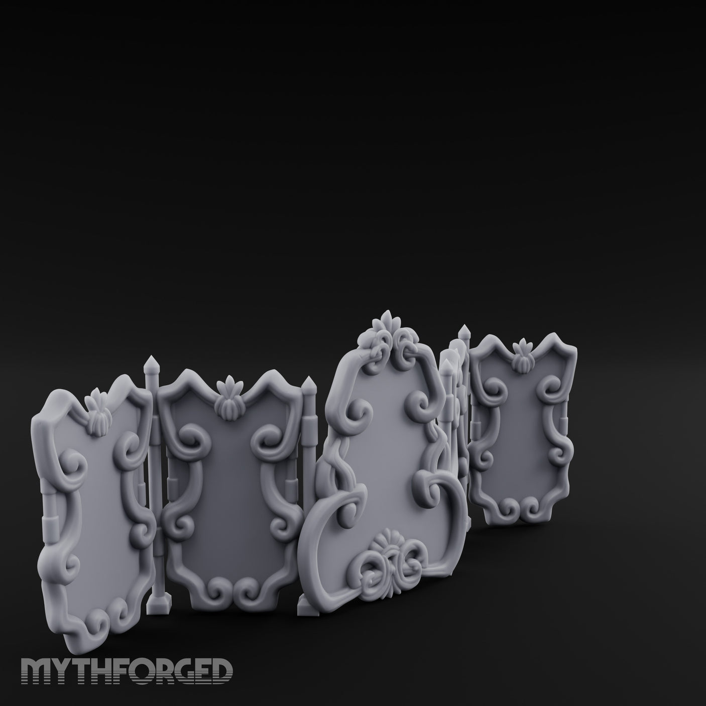 Scroll-Worked Spire-Tipped Noble Folding Screen Miniature for Dungeons and Dragons, Pathfinder or other TTRPGs