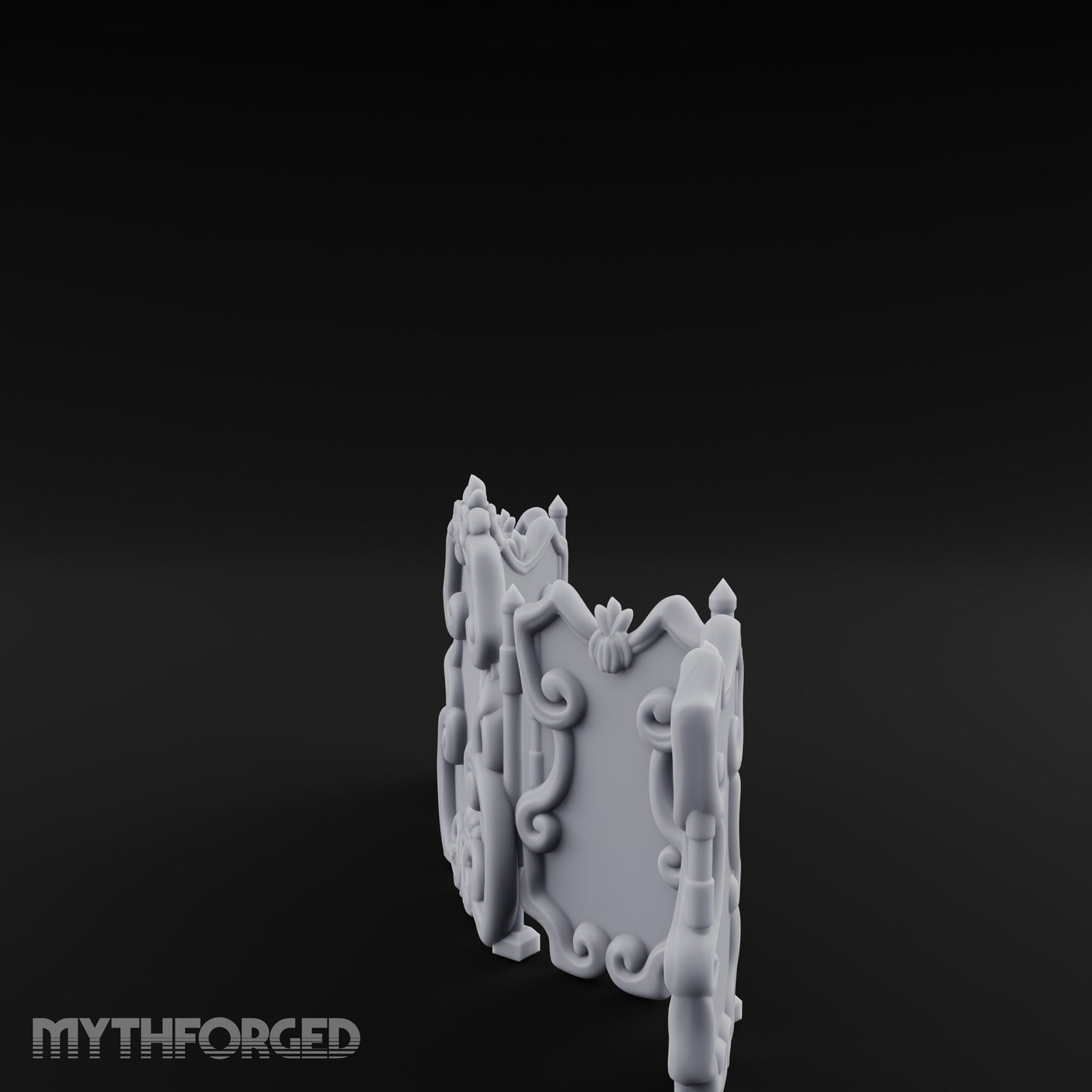 Scroll-Worked Spire-Tipped Noble Folding Screen Miniature for Dungeons and Dragons, Pathfinder or other TTRPGs