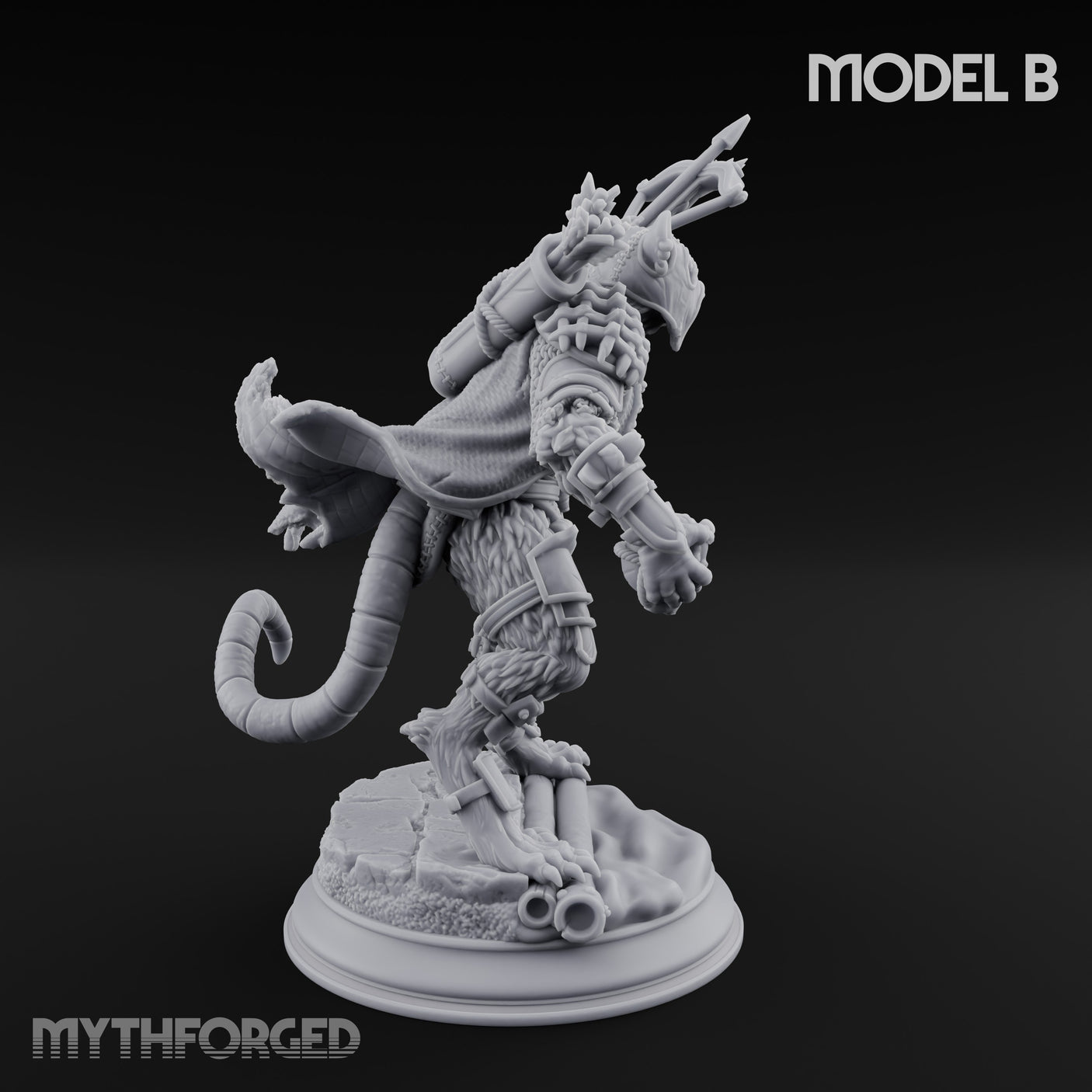 Scurrying Blade Wielding Ratfolk Warrior B Miniature for Dungeons and Dragons, Pathfinder or other TTRPGs
