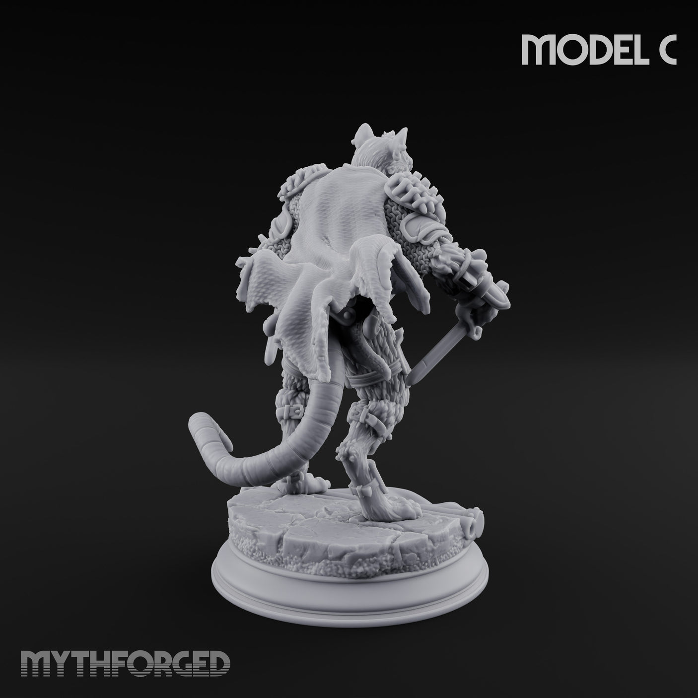 Scurrying Blade Wielding Ratfolk Warrior C Miniature for Dungeons and Dragons, Pathfinder or other TTRPGs