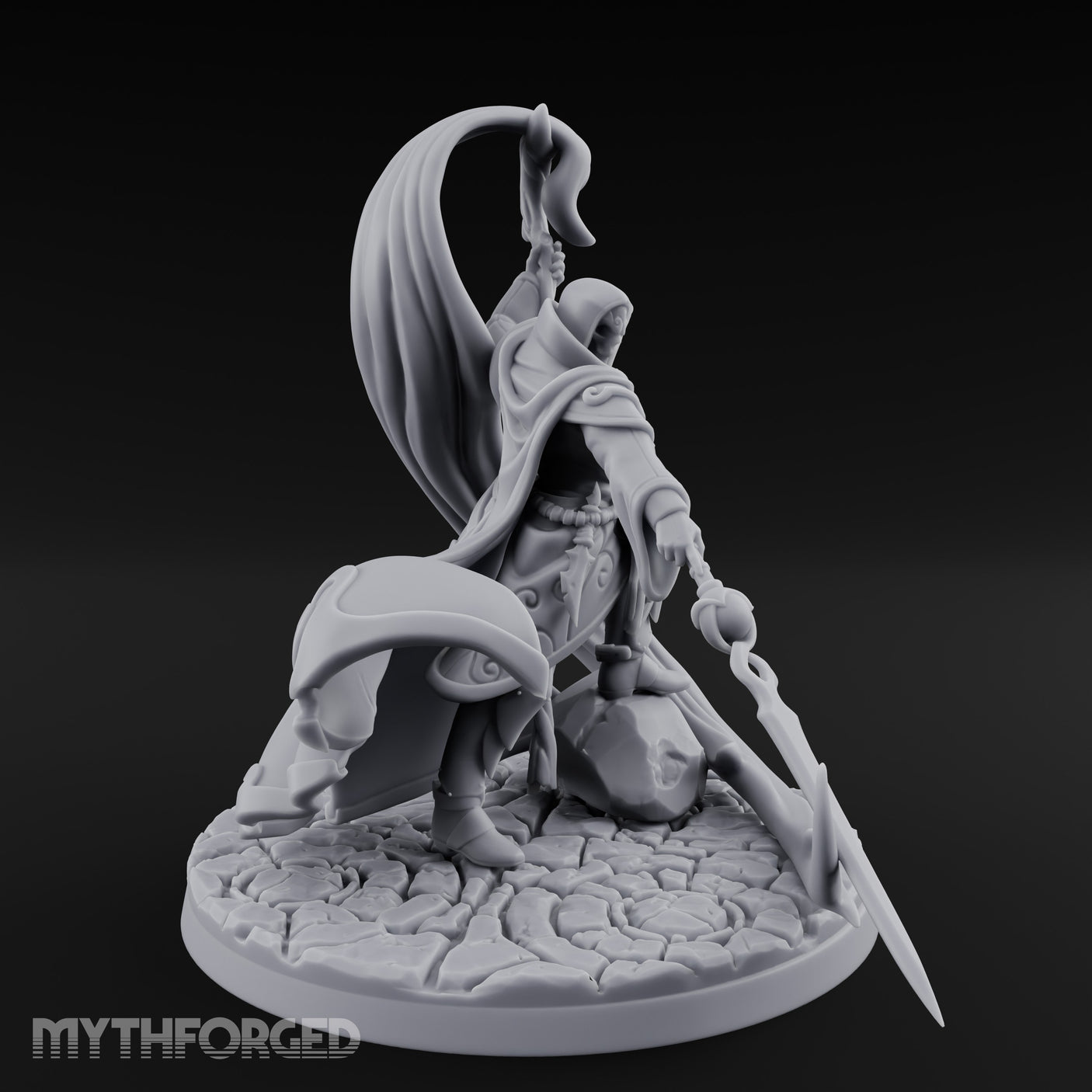 Scythe Dragging Banner Raising Warforged Pilgrim Miniature for Dungeons and Dragons, Pathfinder or other TTRPGs