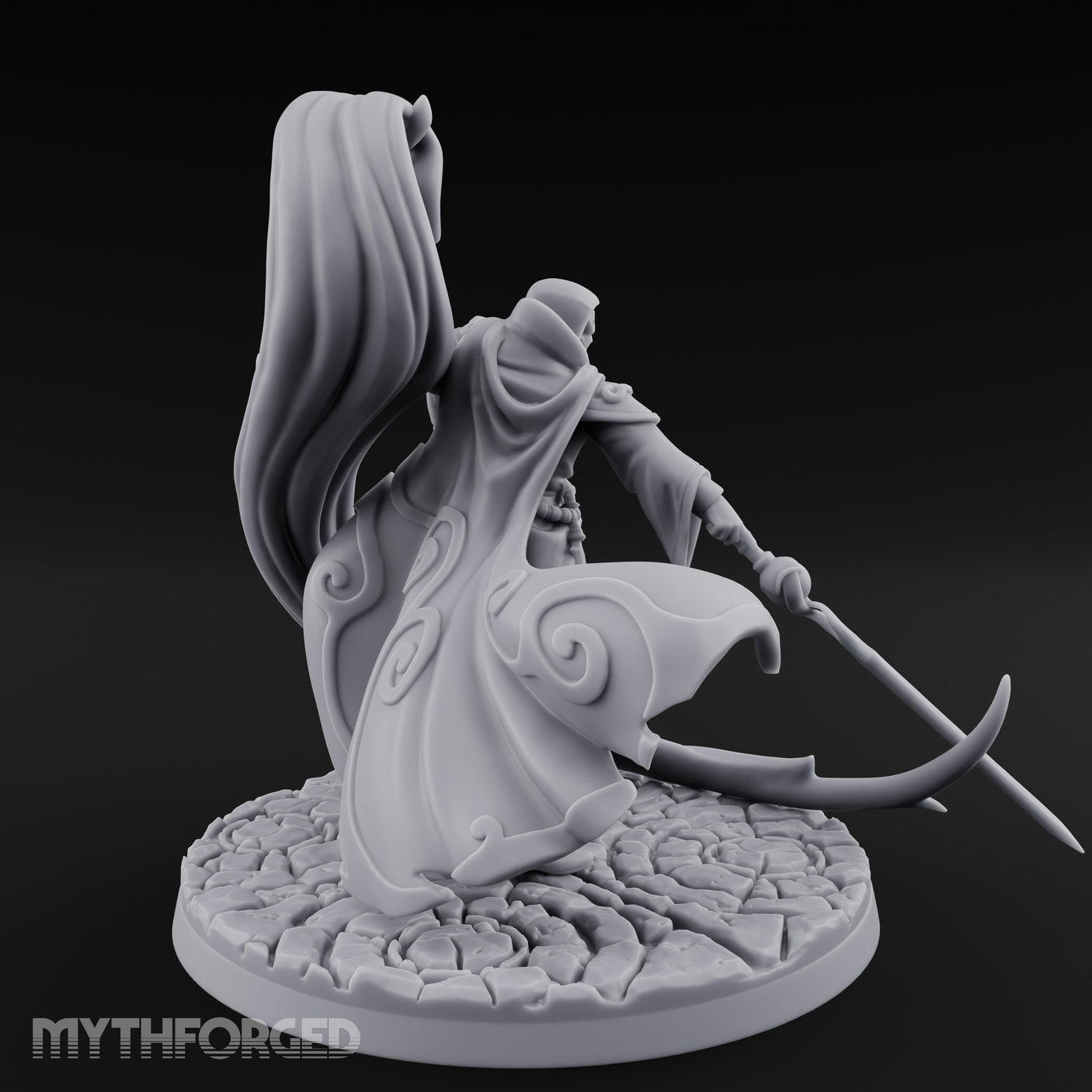 Scythe Dragging Banner Raising Warforged Pilgrim Miniature for Dungeons and Dragons, Pathfinder or other TTRPGs