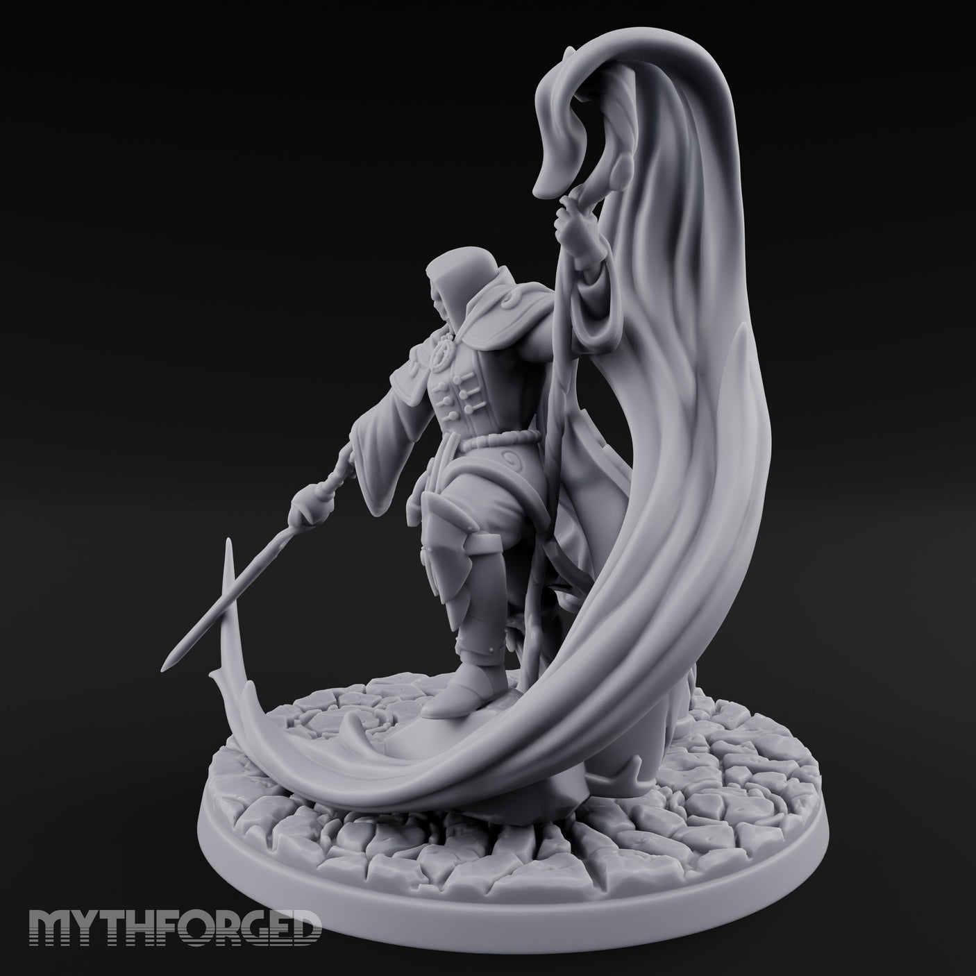 Scythe Dragging Banner Raising Warforged Pilgrim Miniature for Dungeons and Dragons, Pathfinder or other TTRPGs
