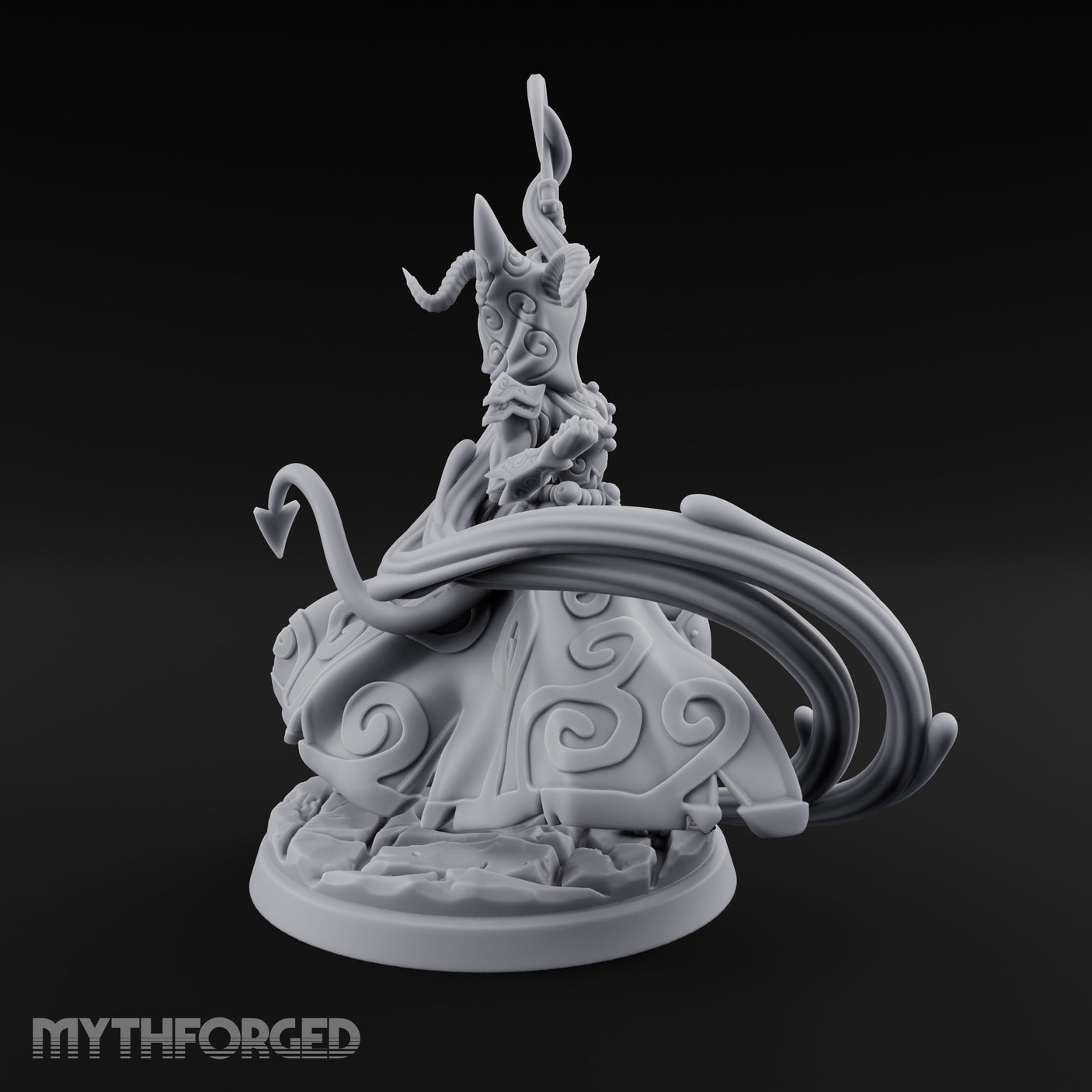 Scythe Shrieking Cape Billowing Tiefling Warlock Miniature for Dungeons and Dragons, Pathfinder or other TTRPGs