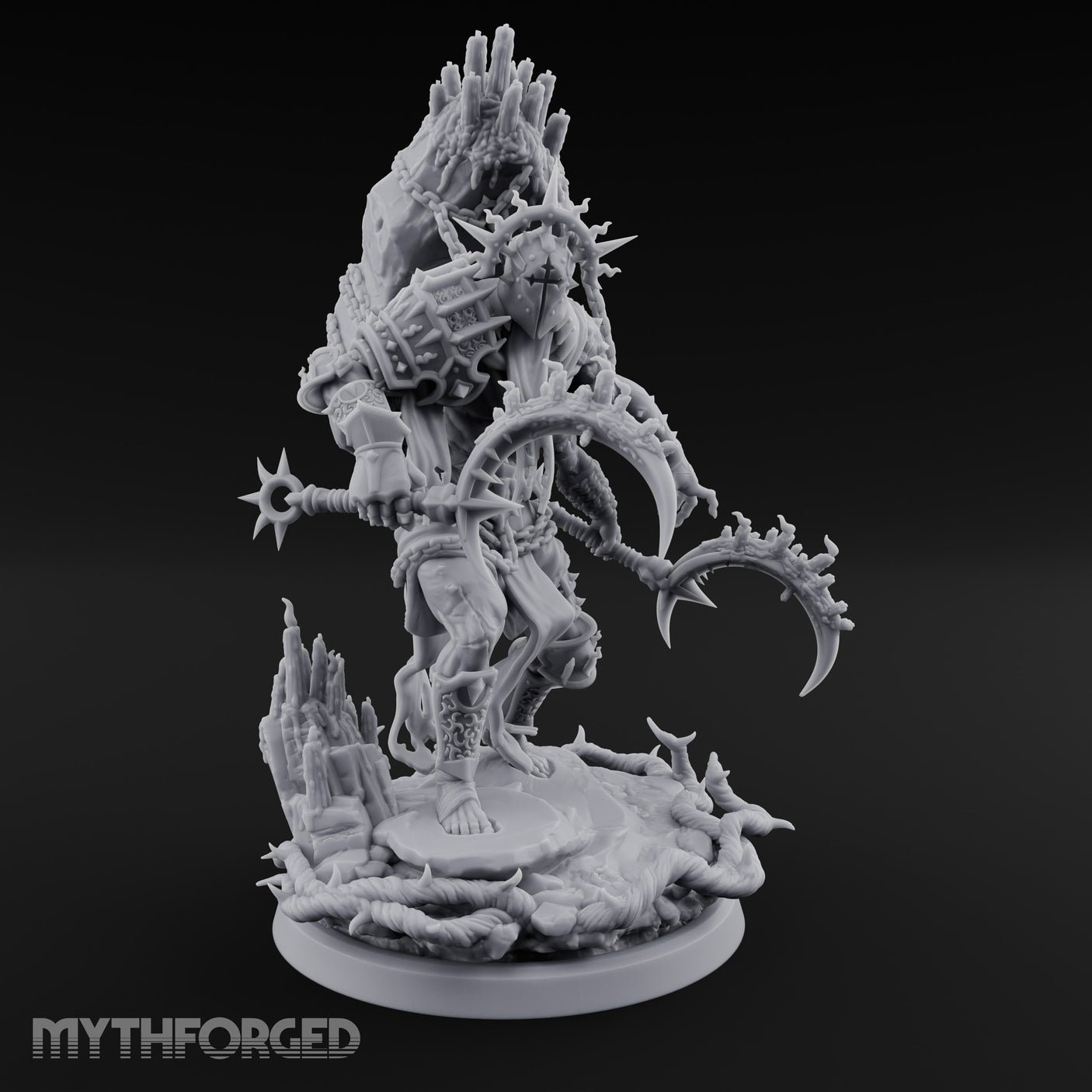 Scythe Swinging Demon Crusader Miniature for Dungeons and Dragons, Pathfinder or other TTRPGs
