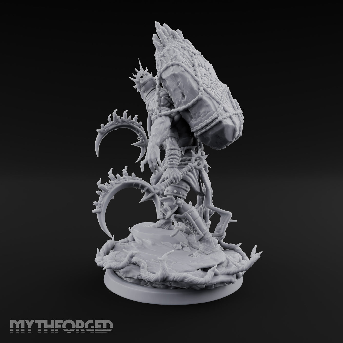 Scythe Swinging Demon Crusader Miniature for Dungeons and Dragons, Pathfinder or other TTRPGs