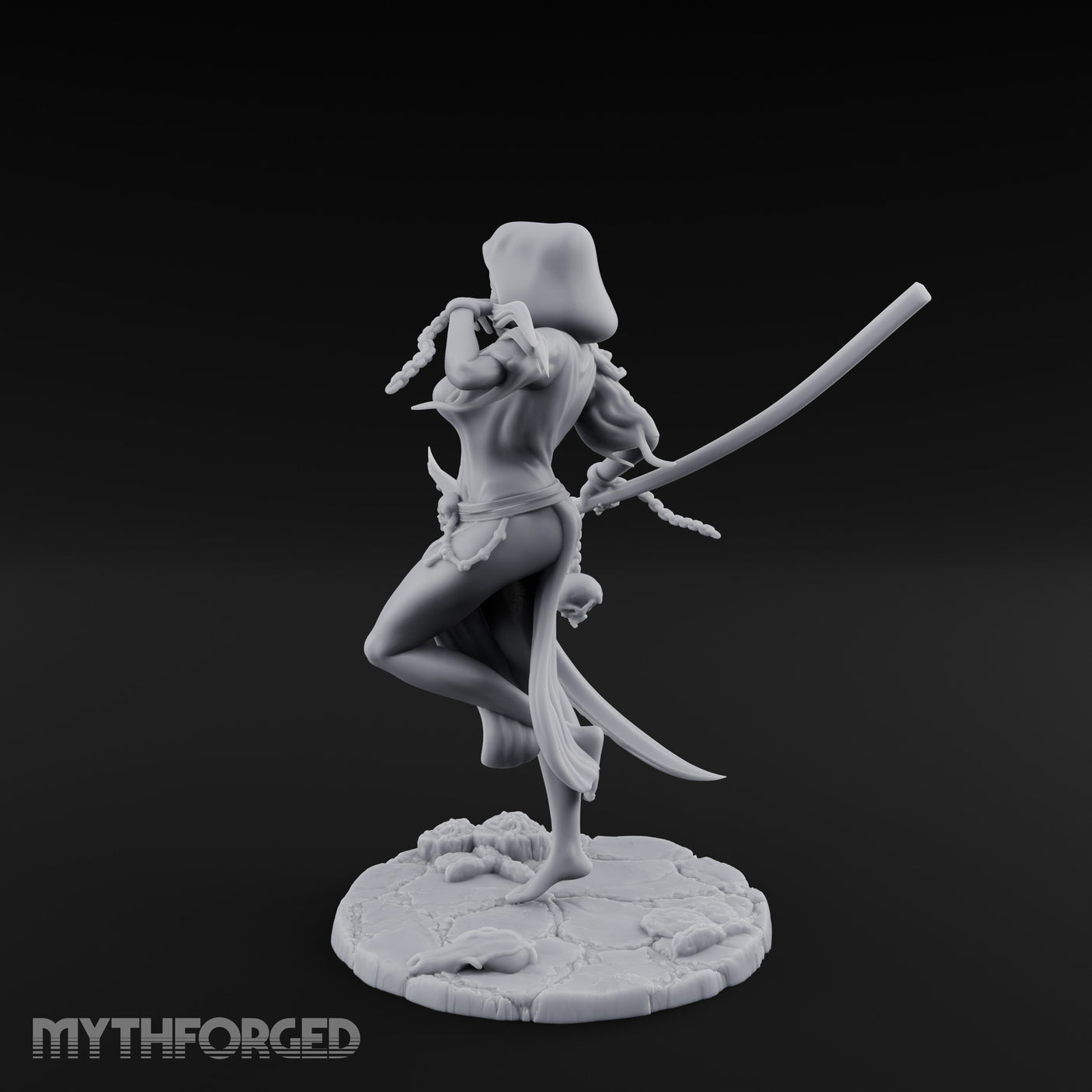 Scythe Trailing Knee Raised Human Reaper Miniature for Dungeons and Dragons, Pathfinder or other TTRPGs