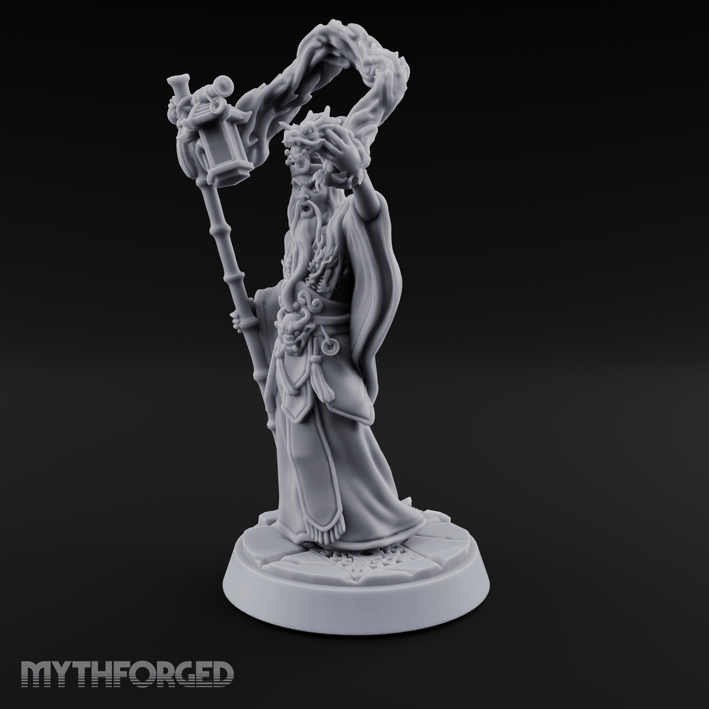 Arms Raised Triumphant Sorcerer Miniature for Dungeons and Dragons, Pathfinder or other TTRPGs