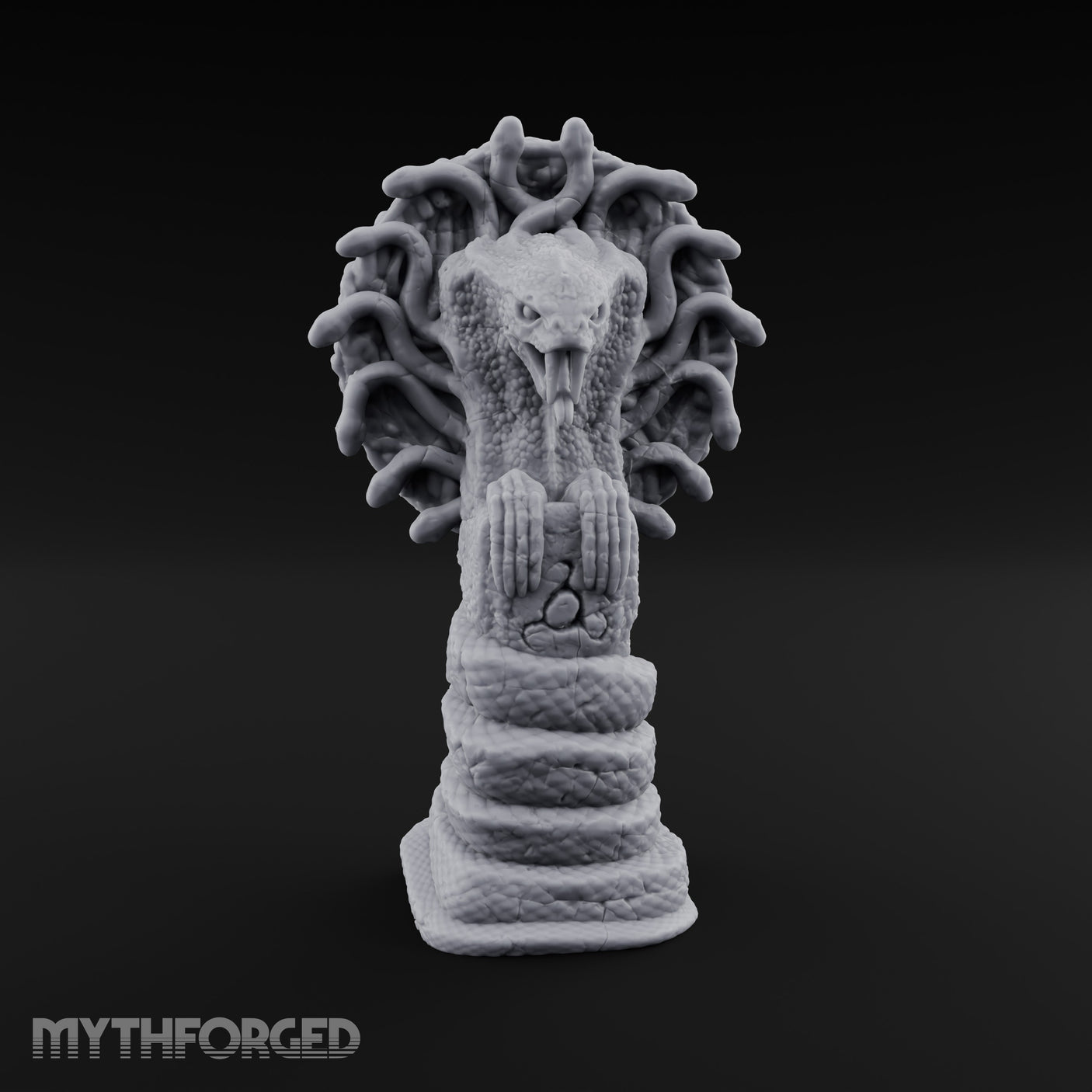Serpent-Coiled Scale-Etched Serpent God Idol Miniature for Dungeons and Dragons, Pathfinder or other TTRPGs