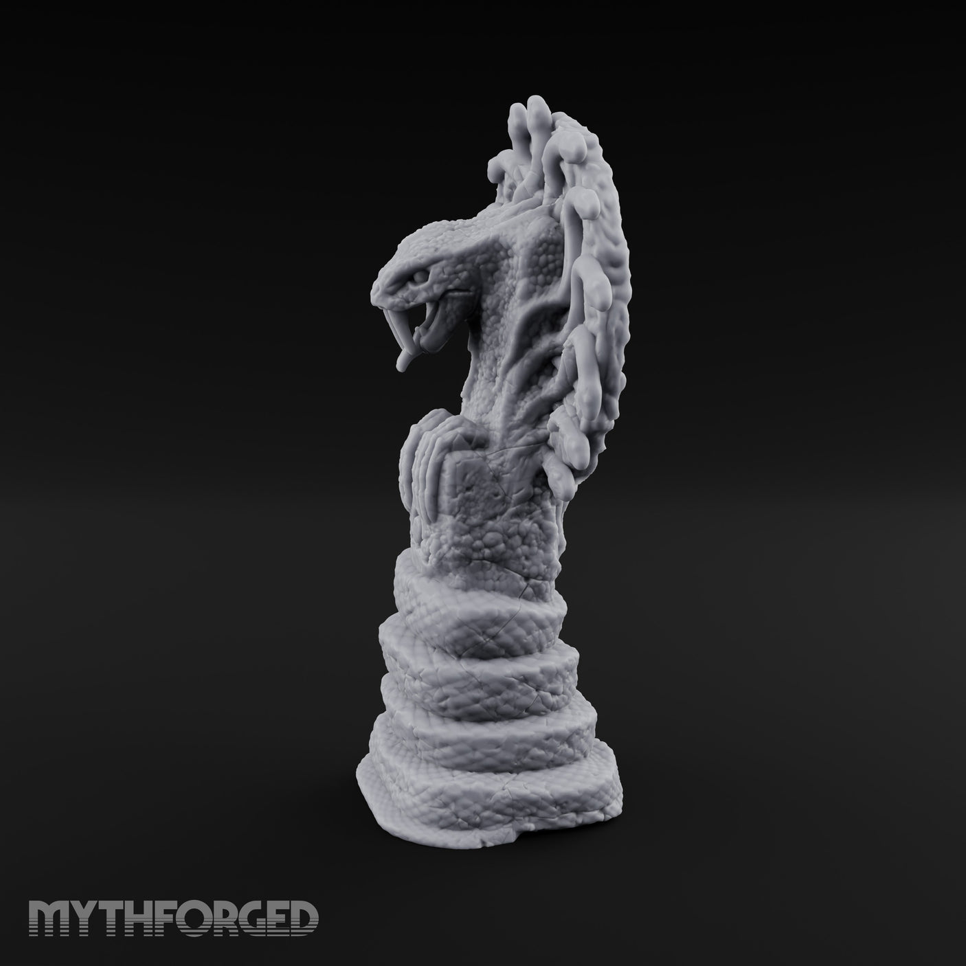Serpent-Coiled Scale-Etched Serpent God Idol Miniature for Dungeons and Dragons, Pathfinder or other TTRPGs