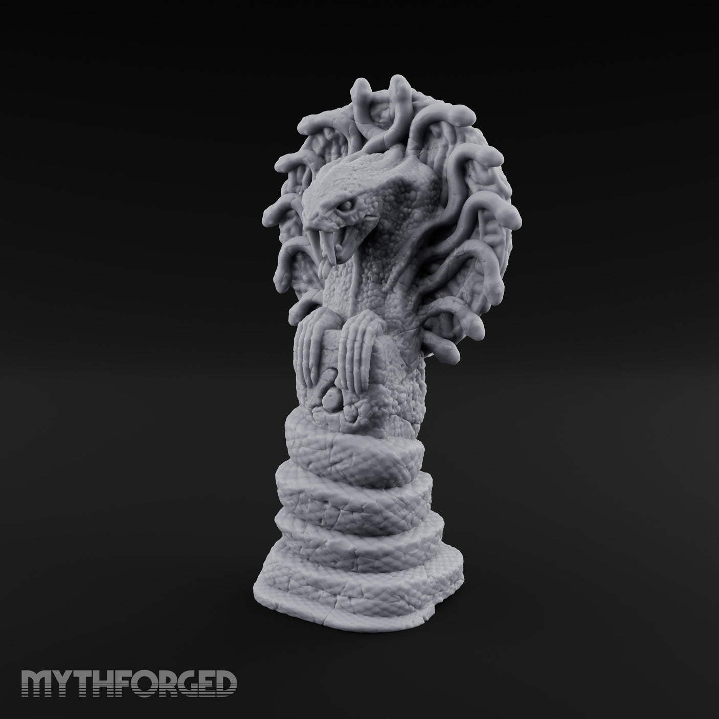 Serpent-Coiled Scale-Etched Serpent God Idol Miniature for Dungeons and Dragons, Pathfinder or other TTRPGs