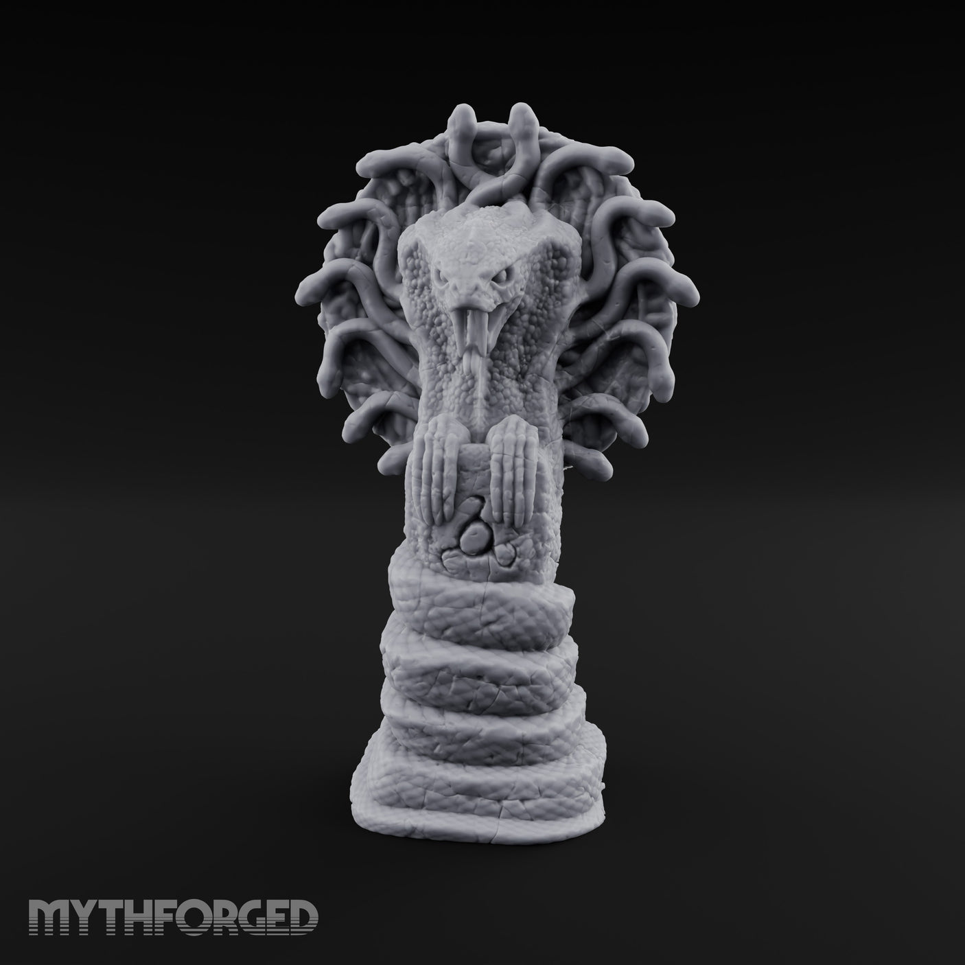 Serpent-Coiled Scale-Etched Serpent God Idol Miniature for Dungeons and Dragons, Pathfinder or other TTRPGs