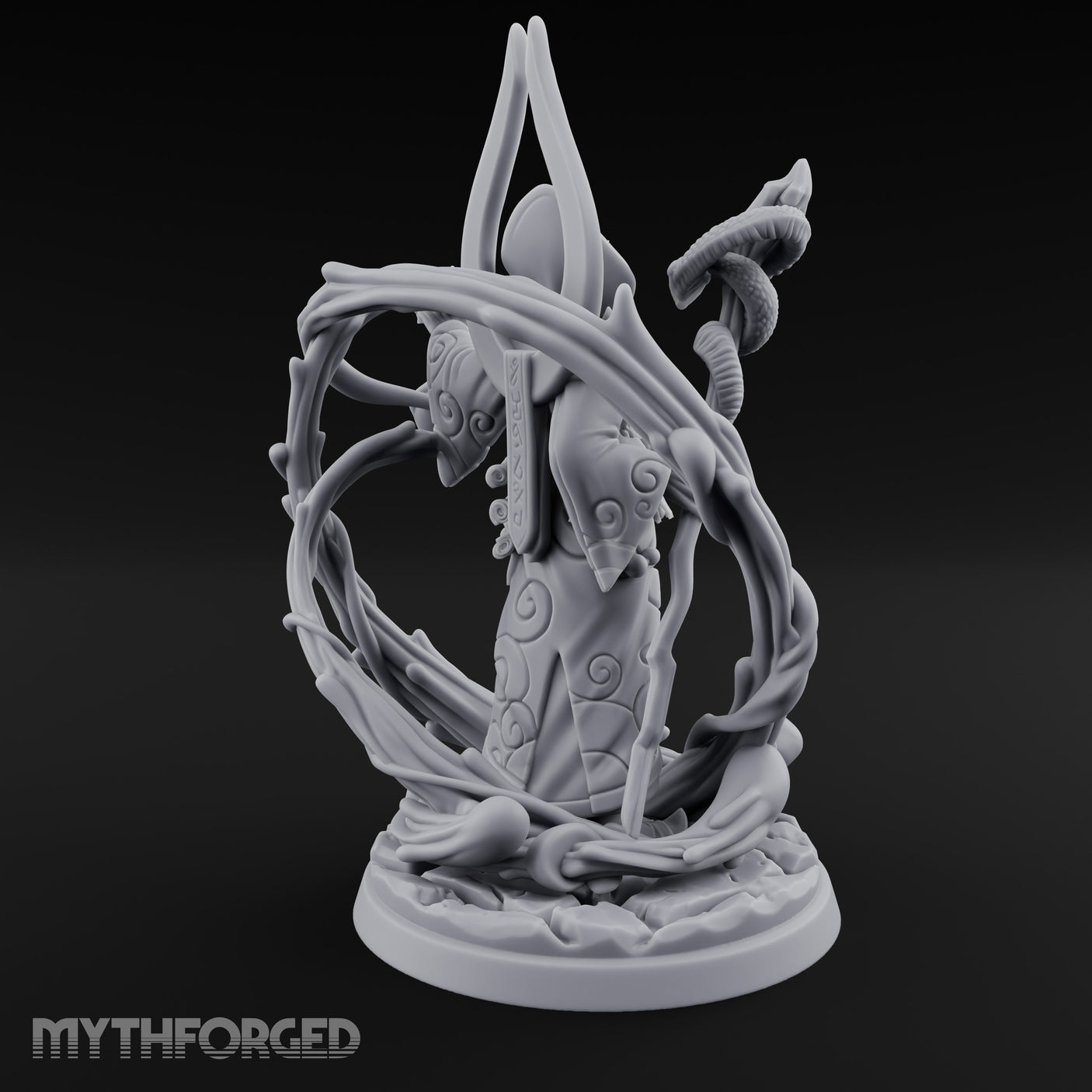 Serpent Staff Conjuring Human Archdruid Miniature for Dungeons and Dragons, Pathfinder or other TTRPGs