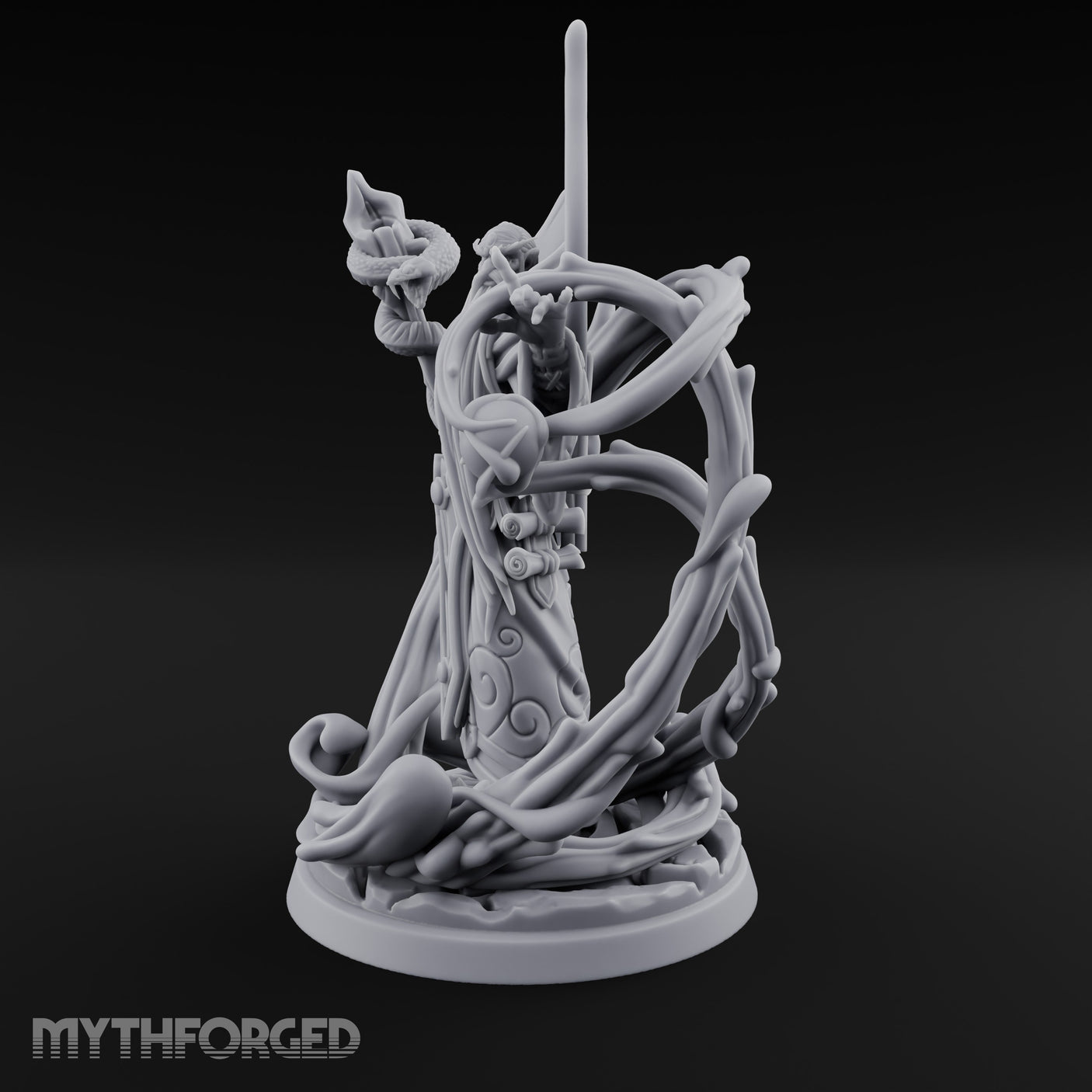 Serpent Staff Conjuring Human Archdruid Miniature for Dungeons and Dragons, Pathfinder or other TTRPGs