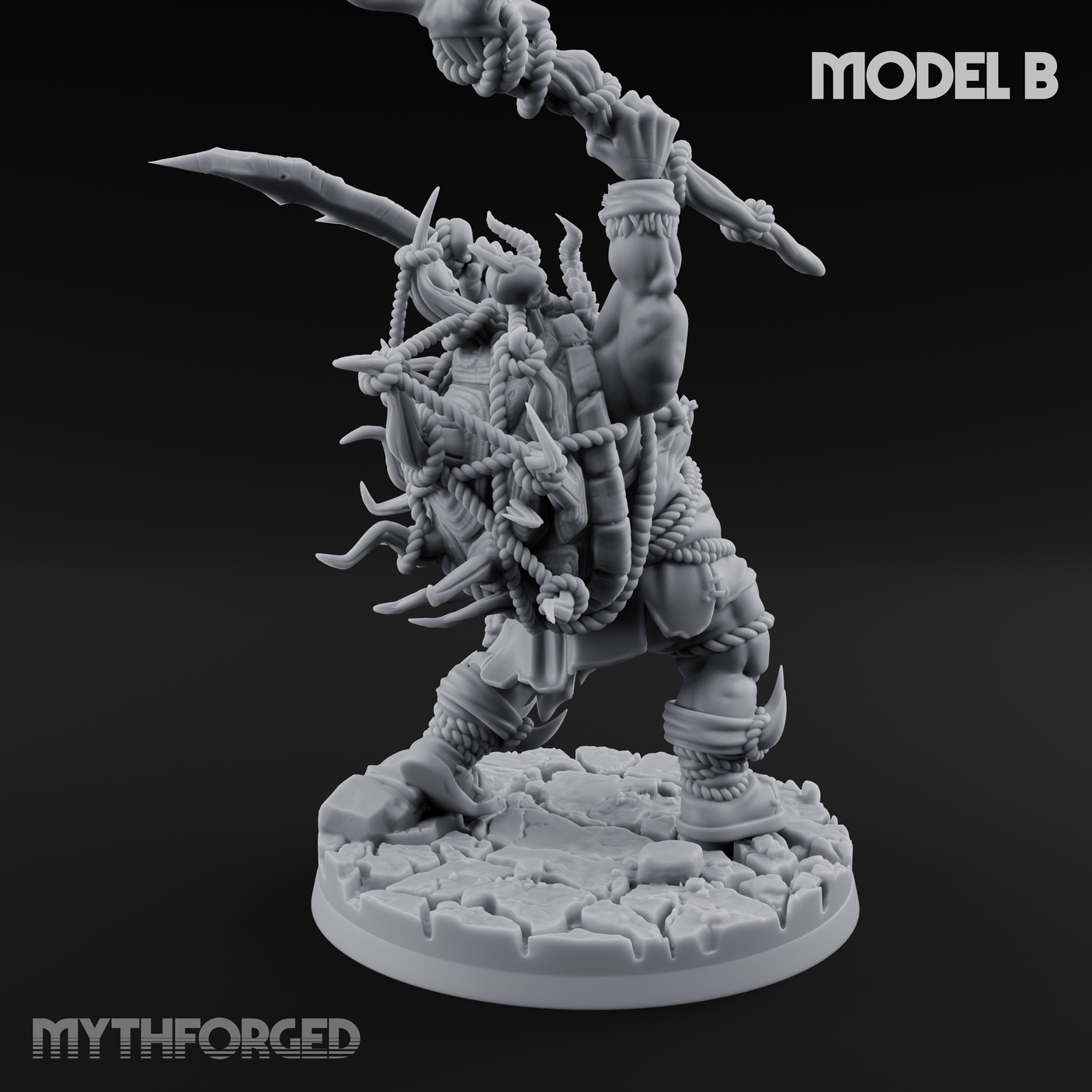 Horns Crowned Spellcasting Orc Shamen B Miniature for Dungeons and Dragons, Pathfinder or other TTRPGs