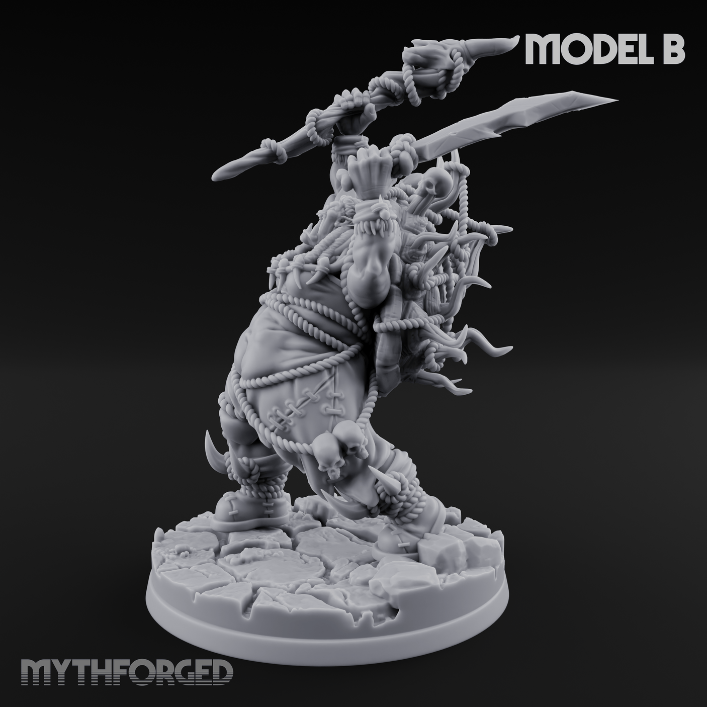 Horns Crowned Spellcasting Orc Shamen B Miniature for Dungeons and Dragons, Pathfinder or other TTRPGs