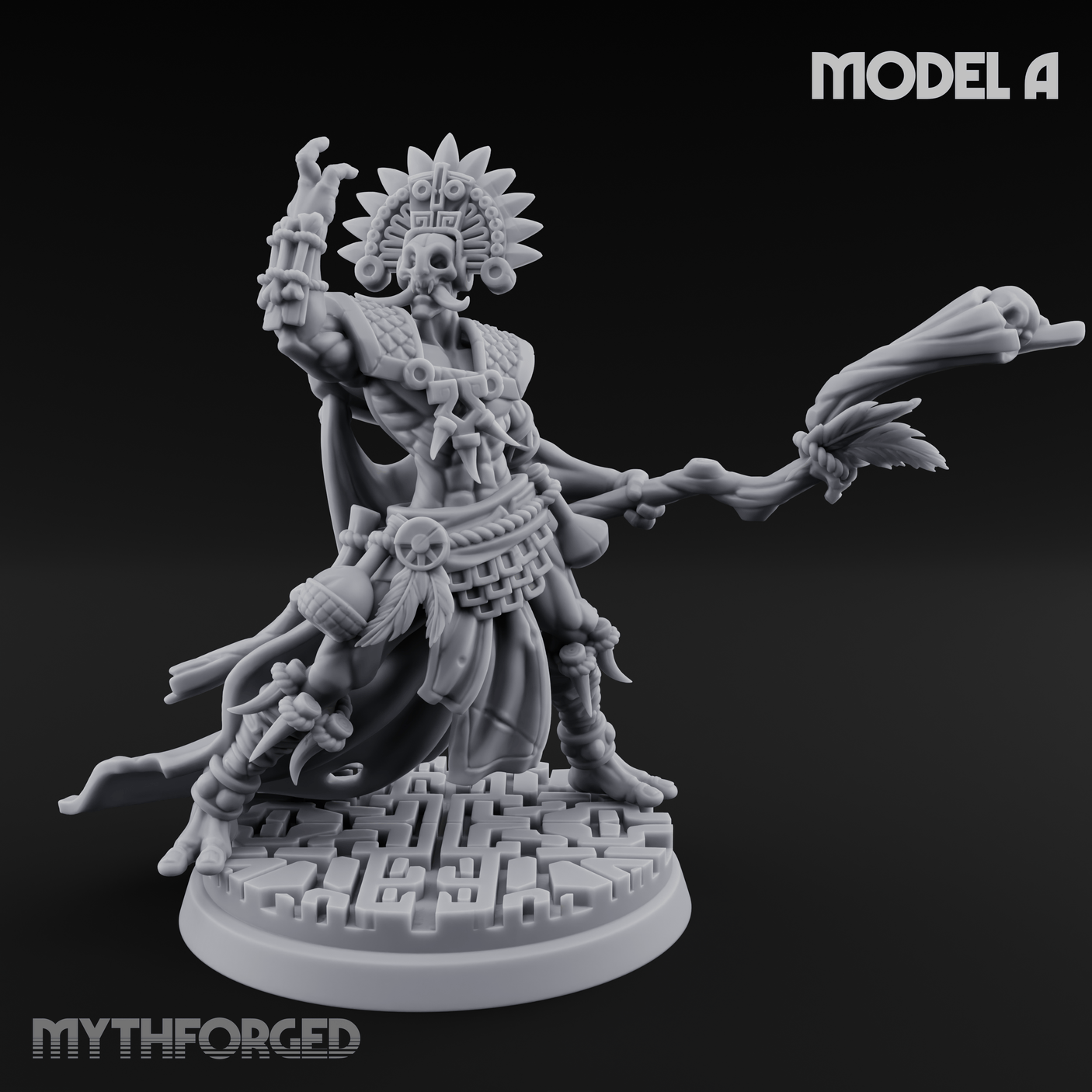 Aztec Inspired Feathered Incantation Hobgoblin Shaman Miniature for Dungeons and Dragons, Pathfinder or other TTRPGs