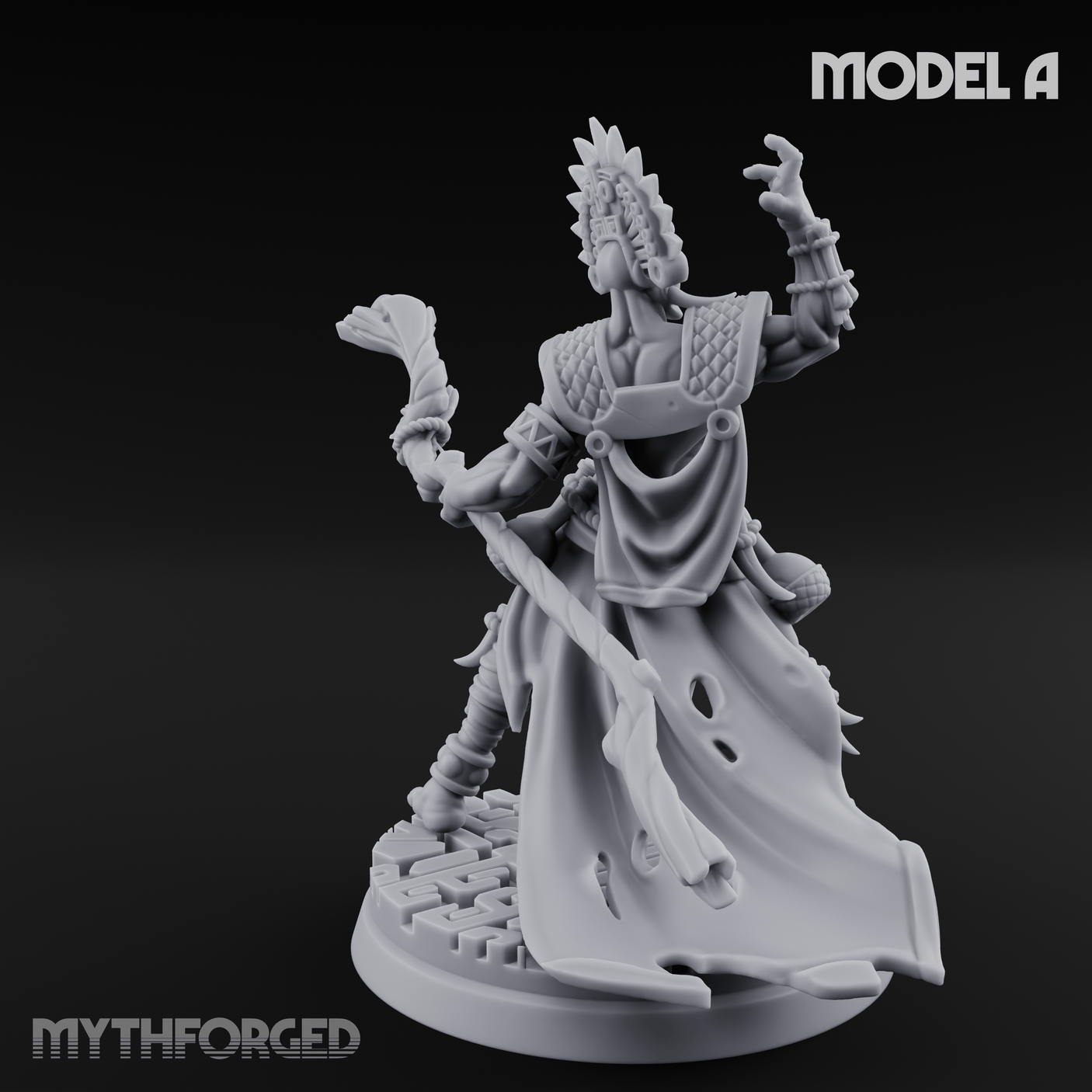 Aztec Inspired Feathered Incantation Hobgoblin Shaman A Miniature for Dungeons and Dragons, Pathfinder or other TTRPGs