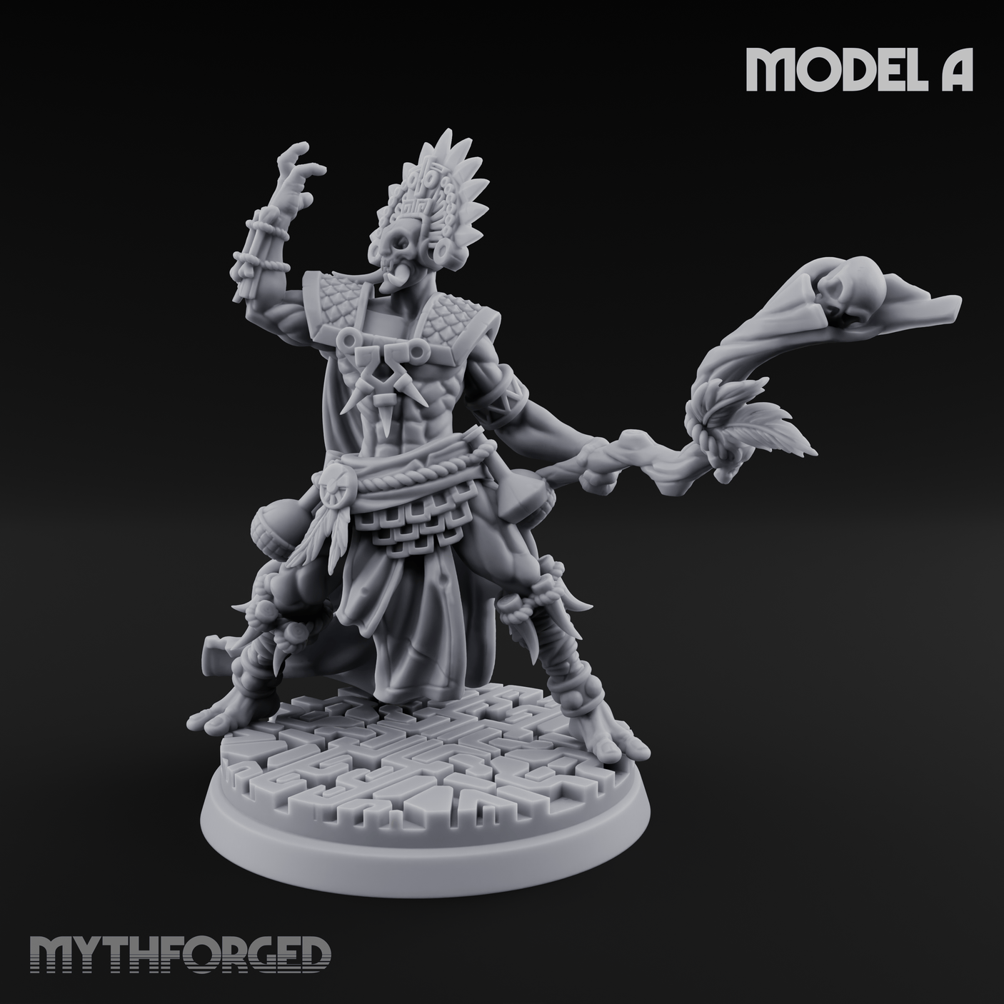Aztec Inspired Feathered Incantation Hobgoblin Shaman A Miniature for Dungeons and Dragons, Pathfinder or other TTRPGs