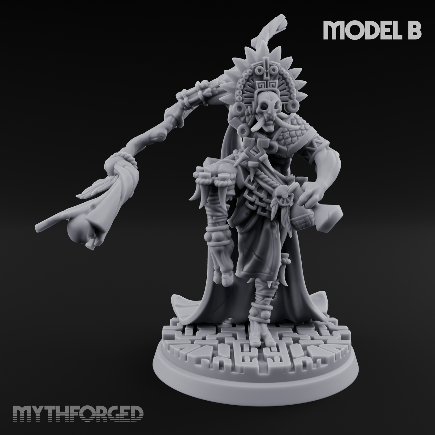 Aztec Inspired Feathered Incantation Hobgoblin Shaman B Miniature for Dungeons and Dragons, Pathfinder or other TTRPGs