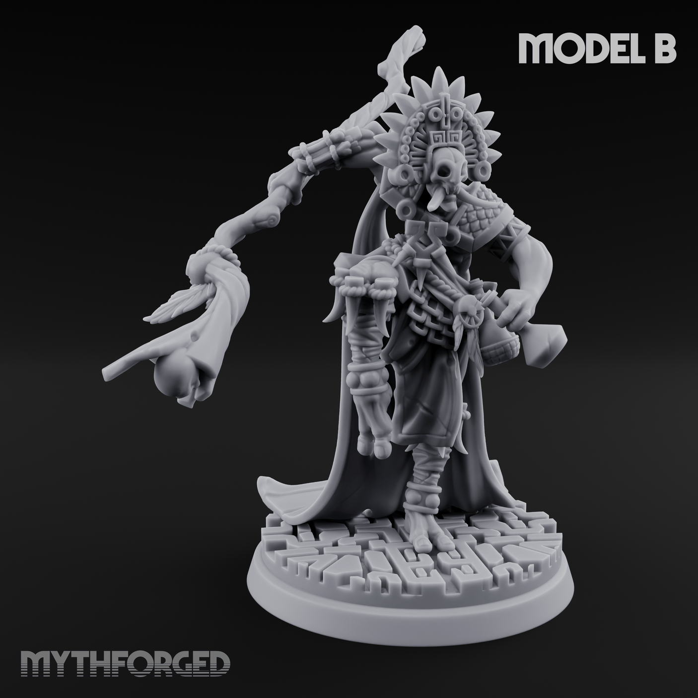 Aztec Inspired Feathered Incantation Hobgoblin Shaman B Miniature for Dungeons and Dragons, Pathfinder or other TTRPGs