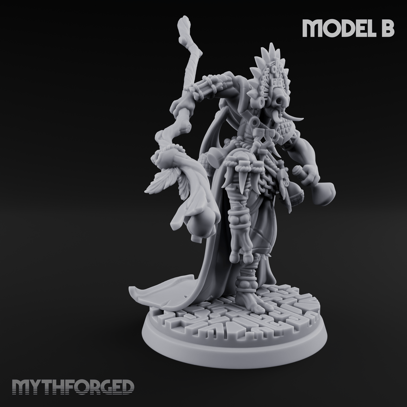 Aztec Inspired Feathered Incantation Hobgoblin Shaman B Miniature for Dungeons and Dragons, Pathfinder or other TTRPGs
