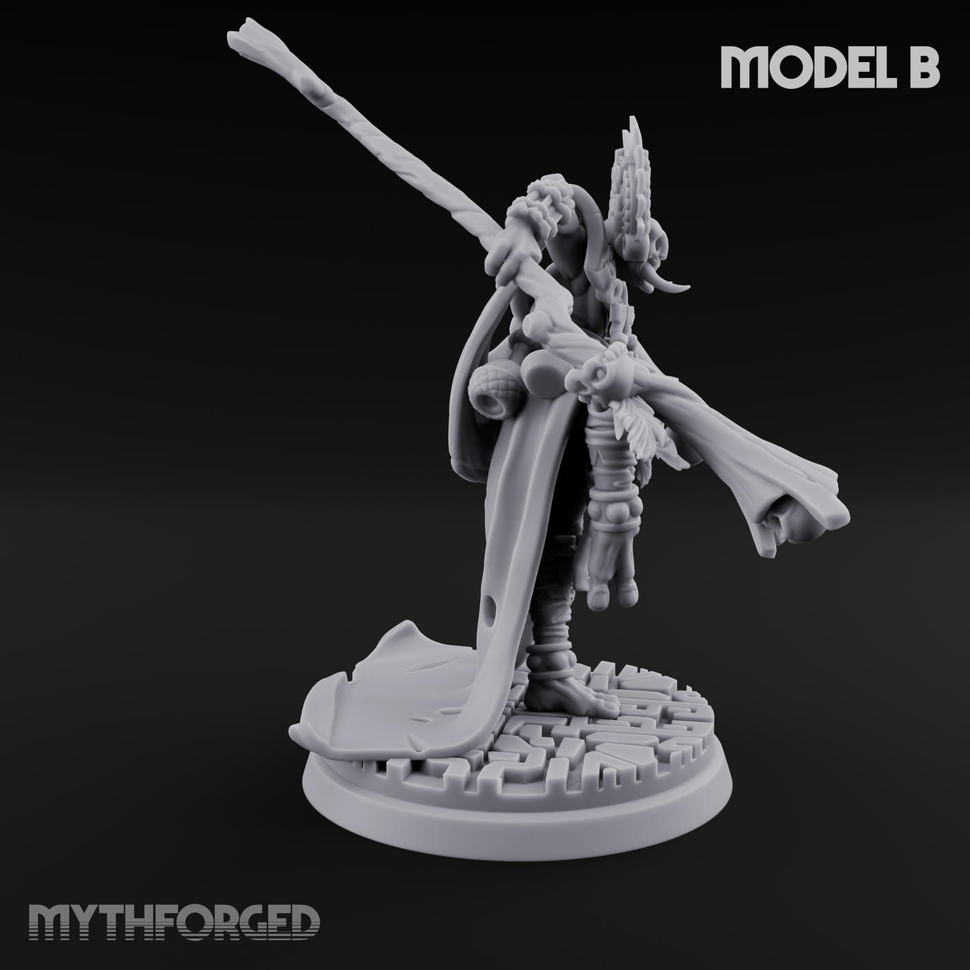 Aztec Inspired Feathered Incantation Hobgoblin Shaman B Miniature for Dungeons and Dragons, Pathfinder or other TTRPGs