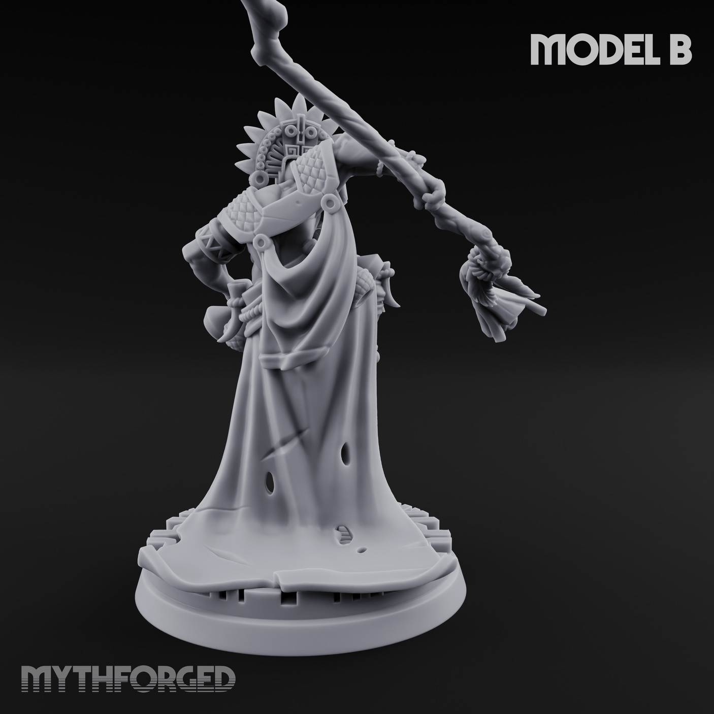 Aztec Inspired Feathered Incantation Hobgoblin Shaman B Miniature for Dungeons and Dragons, Pathfinder or other TTRPGs