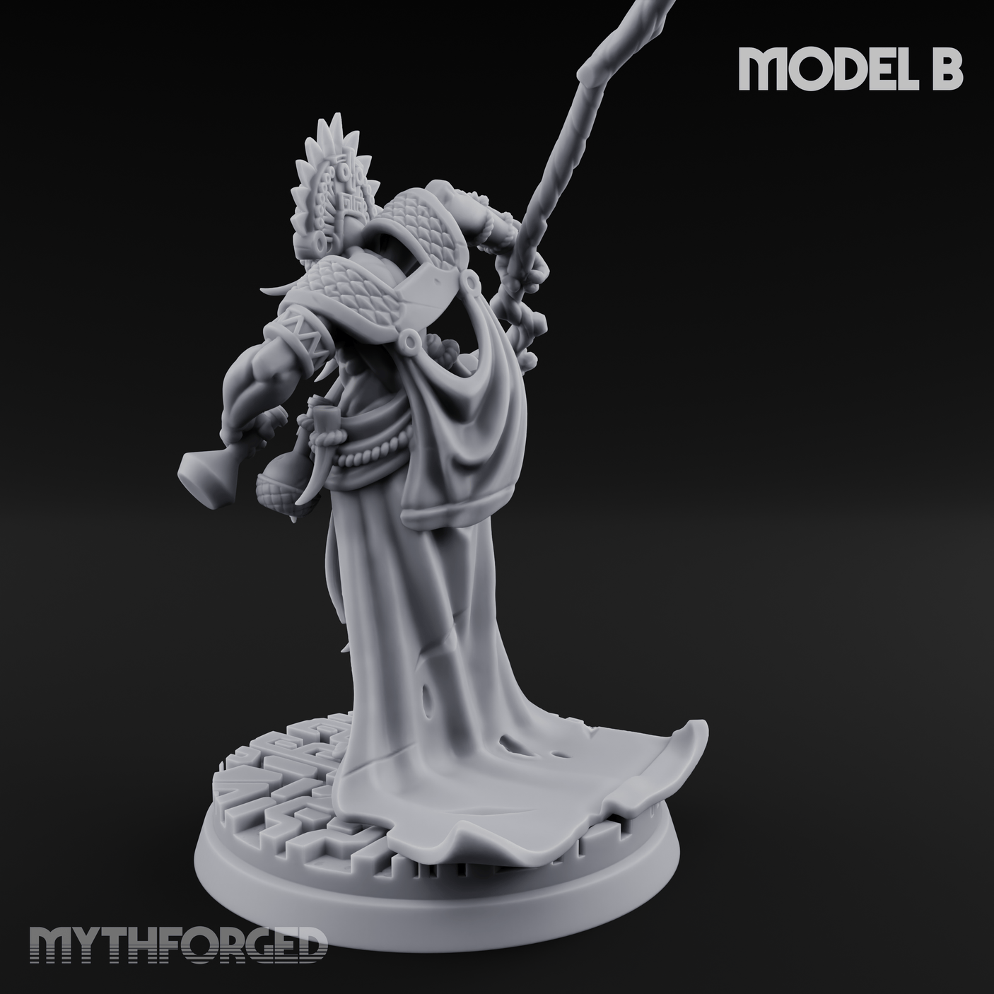 Aztec Inspired Feathered Incantation Hobgoblin Shaman B Miniature for Dungeons and Dragons, Pathfinder or other TTRPGs