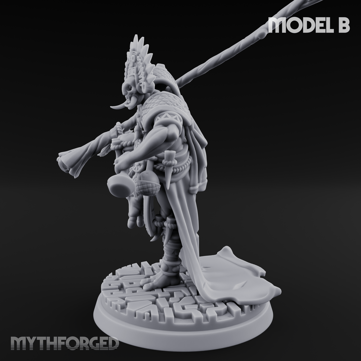 Aztec Inspired Feathered Incantation Hobgoblin Shaman B Miniature for Dungeons and Dragons, Pathfinder or other TTRPGs
