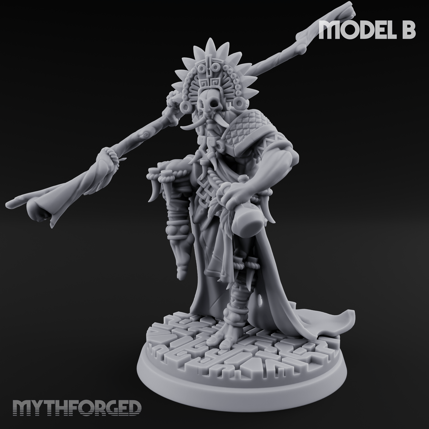 Aztec Inspired Feathered Incantation Hobgoblin Shaman B Miniature for Dungeons and Dragons, Pathfinder or other TTRPGs
