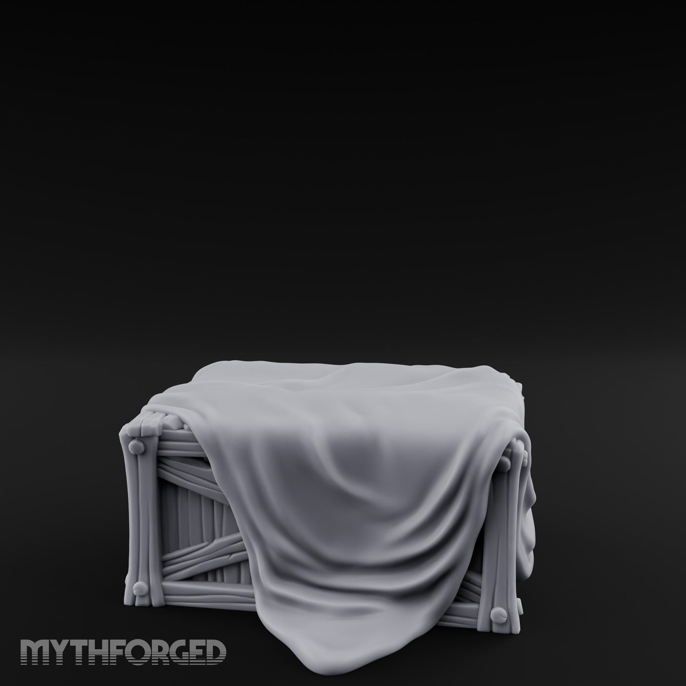 Sheet-Draped Wicker-Framed Covered Storage Crate Miniature for Dungeons and Dragons, Pathfinder or other TTRPGs